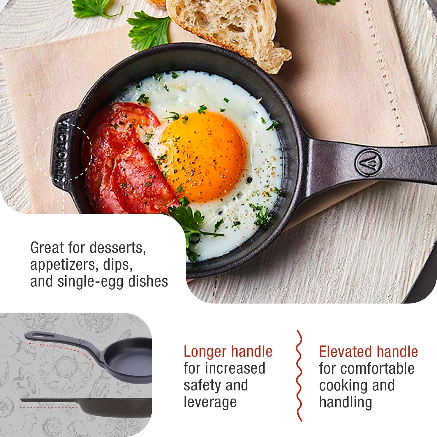 Victoria 10-Inch Cast Iron Skillet, Pre-Seasoned Cast-Iron Frying Pan with Long Handle, Made in Colombia | Pan with Long Handle, Made in Colombia