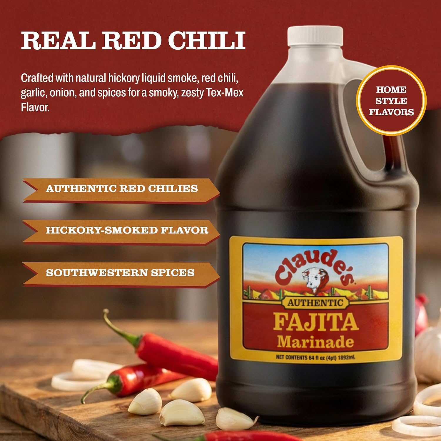Claude's BBQ Brisket Marinade Sauce, Gluten Free Texas Style, 128 oz | Restaurant-size gallon of smoky Texas tenderizing brisket marinade - all natural & gluten free.