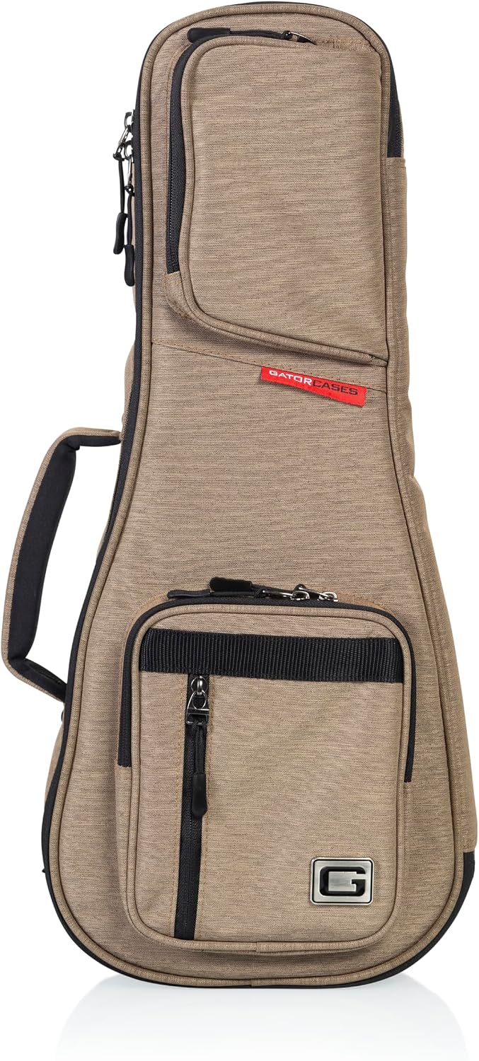 Gator Cases Transit Series Lightweight Bass Guitar Gig Bag with Back Pack Straps and Rubberized Base, Tan Exterior (GT-BASS-TAN)
