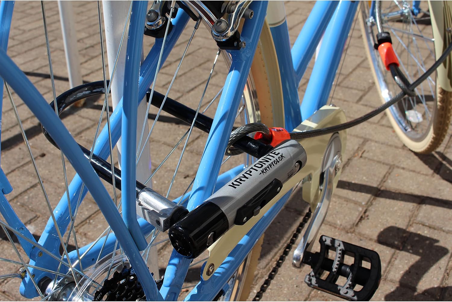 Kryptonite Kryptolok Standard Bike U-Lock, 12.7mm Shackle, 4ft Cable | Heavy Duty Anti-Theft Bicycle Lock with Mounting Bracket, 2 Keys & Disc-Style Cylinder, Sold Secure Silver Certified