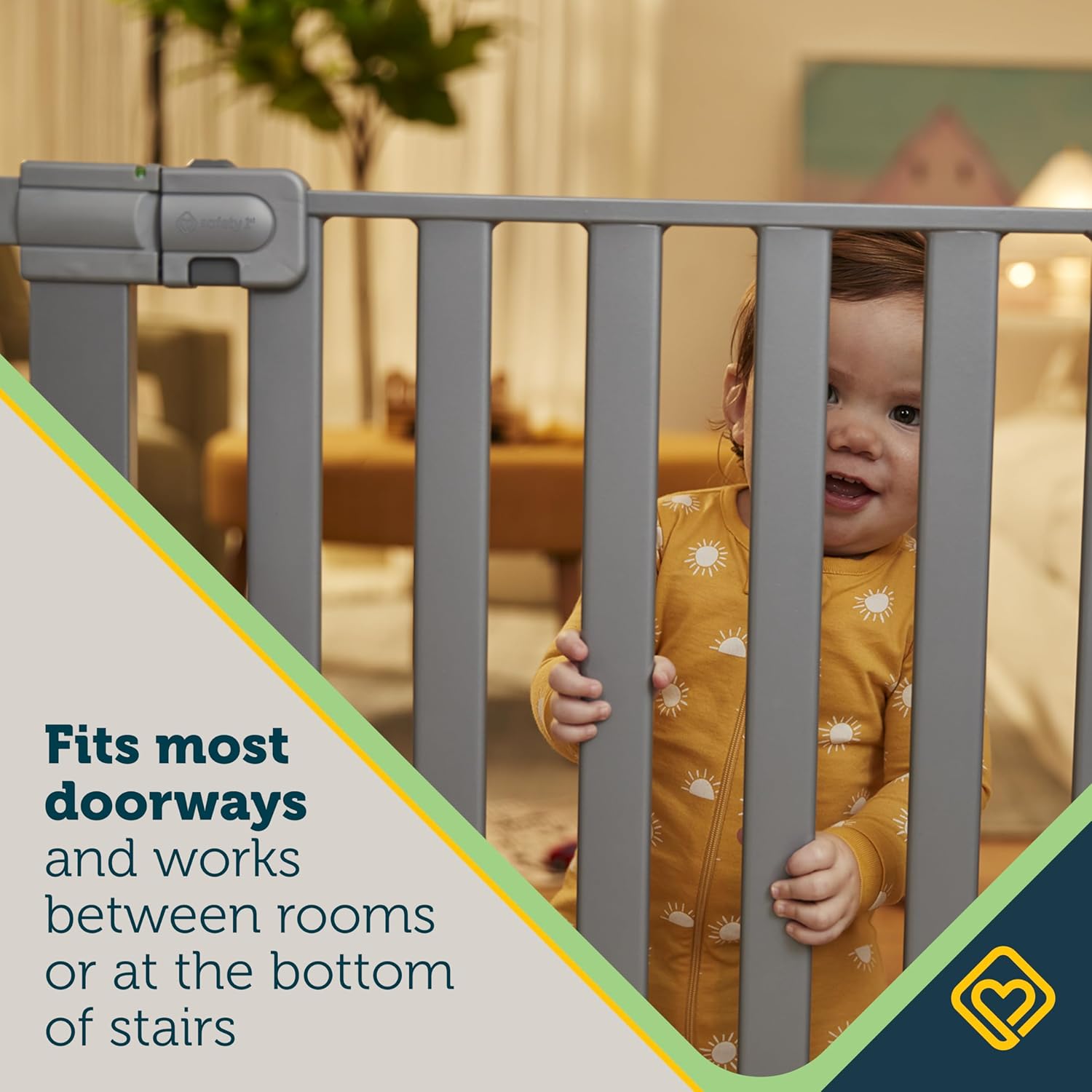 Safety 1st Easy Install Walk Thru Baby Gate for Doorway With Door, Dog Gates, Fits 29"-38", Easy Install 28" Tall, White