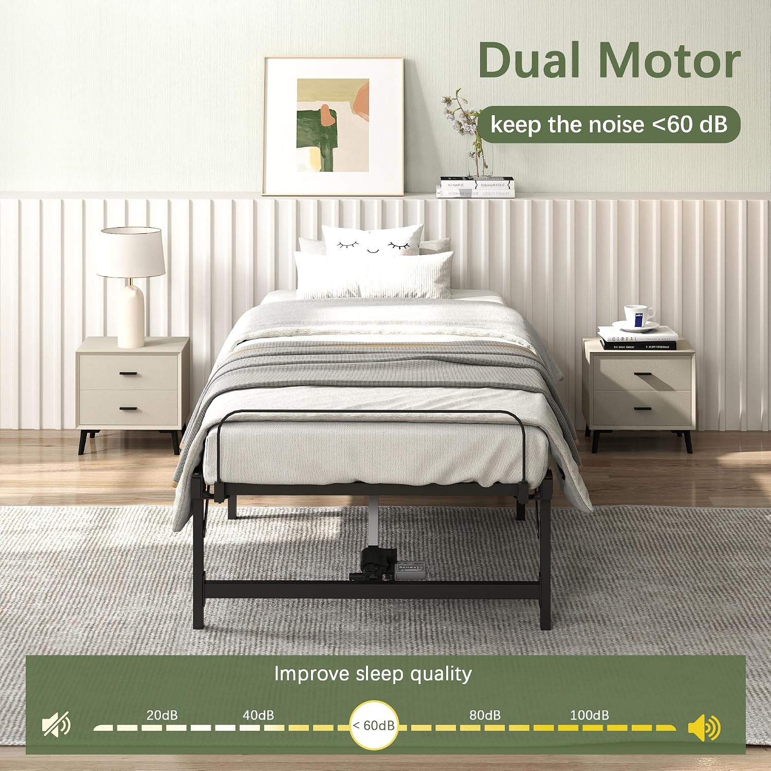 Adjustable Bed Frame Twin XL Electric Adjustable Bed Base | Head & Foot Incline, Ultra Quiet Motor, Remote Control, Fits Most Mattresses, Reduces Snoring & Boosts Circulation