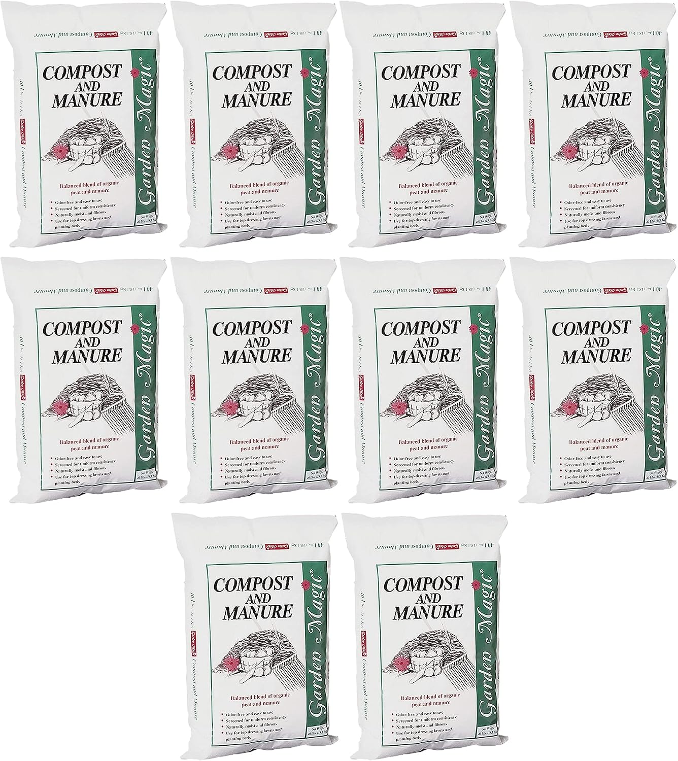Michigan Peat Garden Magic Odor-Free Compost & Manure Blend, 40 lb | Outdoor Lawn and Gardeniing Mixture with Nutrients and Minerals for Soil Potting and Planting