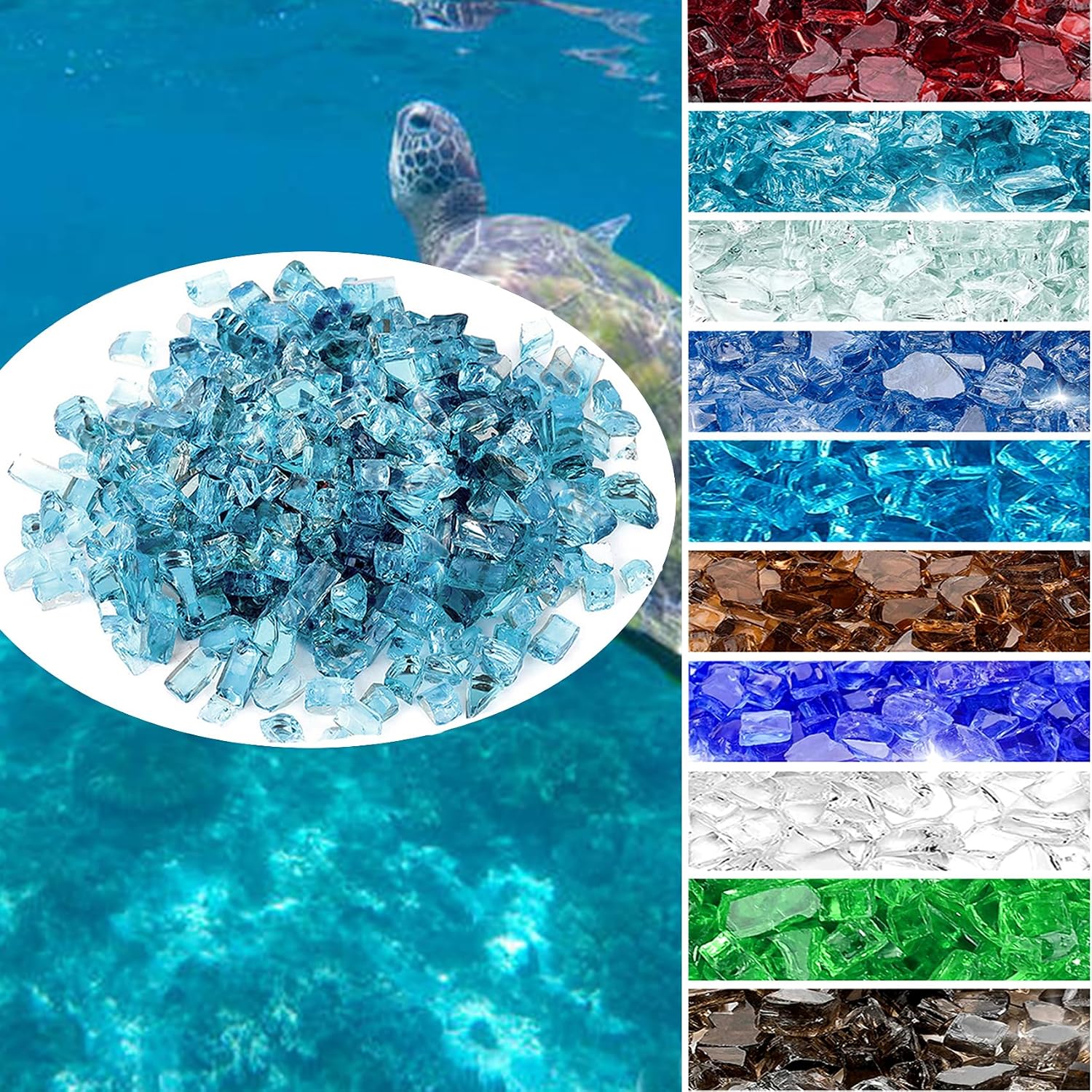Onlyfire 10 lbs Fire Glass Rocks for Gas Propane Fire Pit and Fireplace