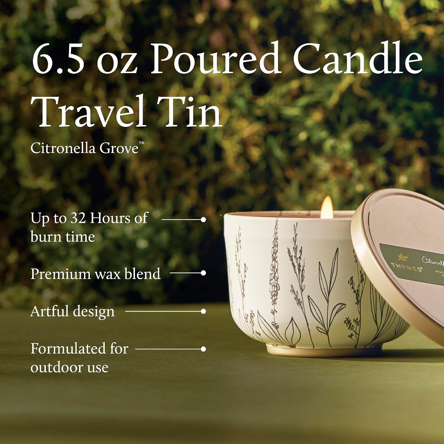 Thymes Scented Candles for Women & Men – Tin with Lid – Luxury Home Decor – Holiday Candles with Notes of Crisp Siberian Fir Needles, Cedarwood, & Sandalwood (Frasier Fir, 6.5 oz)