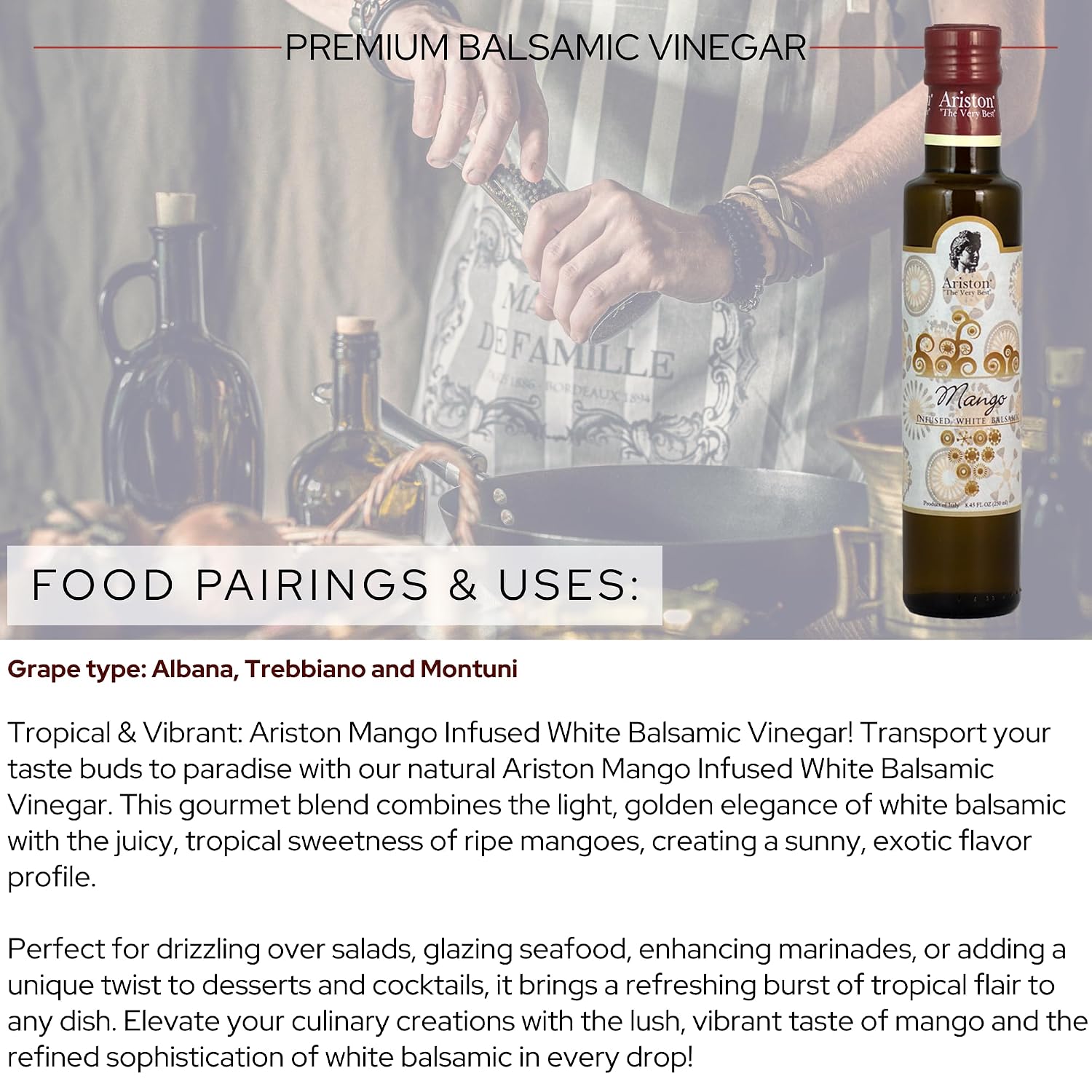 Ariston Aged Balsamic Vinegar of Modena, Traditional Flavored, 16.9 Fl Oz | Organic Gourmet Italian Vinegar, Oak Barrel Aged, Perfect for Salads, Pasta & Finishing Dishes, No Added Sugar, Vegan