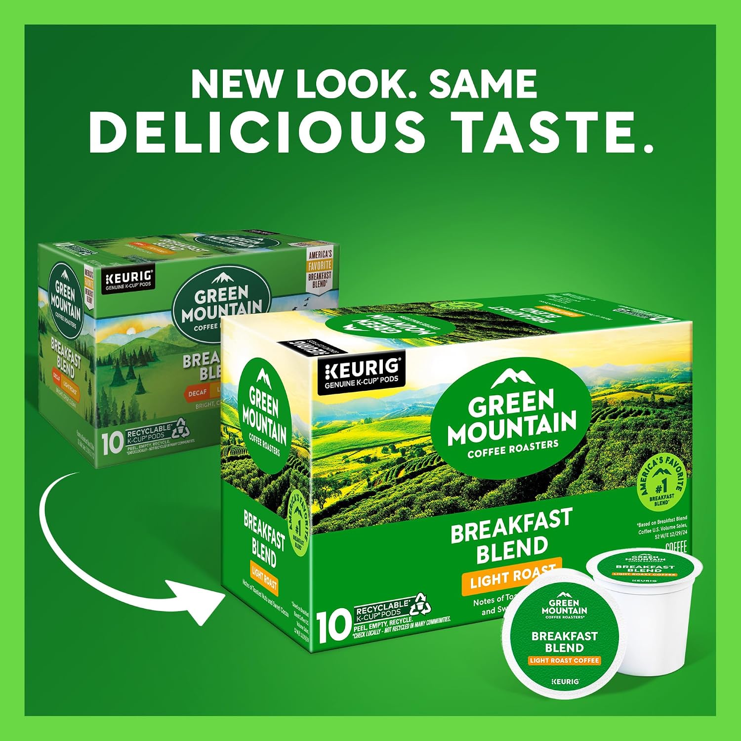Green Mountain Coffee Roasters Breakfast Blend Single-Serve Keurig K-Cup Pods, Light Roast Coffee, 96 Count