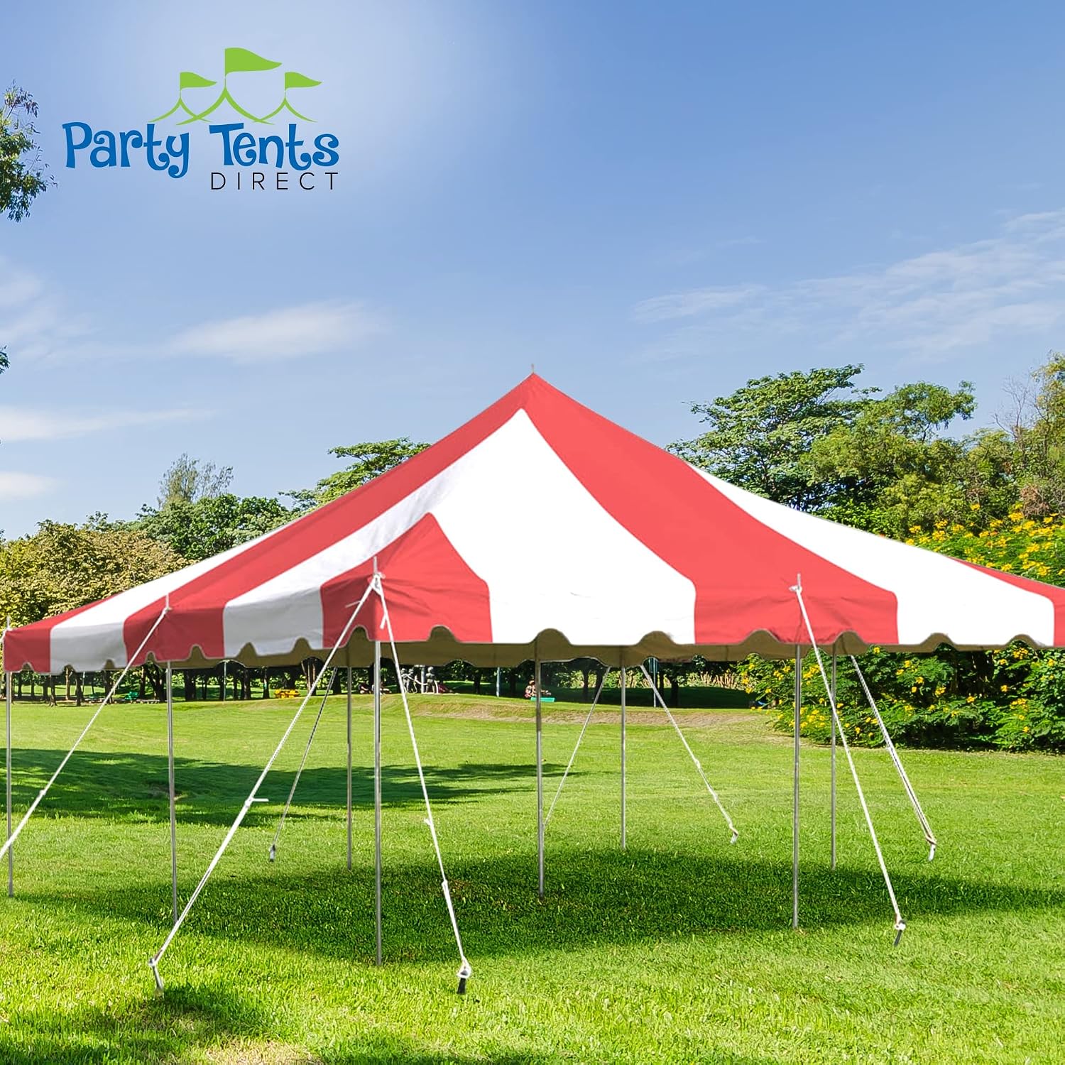 20’ x 20’ Weekender Canopy Pole Tent, Indoor and Outdoor Heavy Duty Easy Up, 80 Person Capacity Tent for Parties, Weddings, and Events, Commercial and Residential Use, PVC White Top | Easy Up Weekender Canopy Tent With 80 Person Capacity - Outdoor Canopi…
