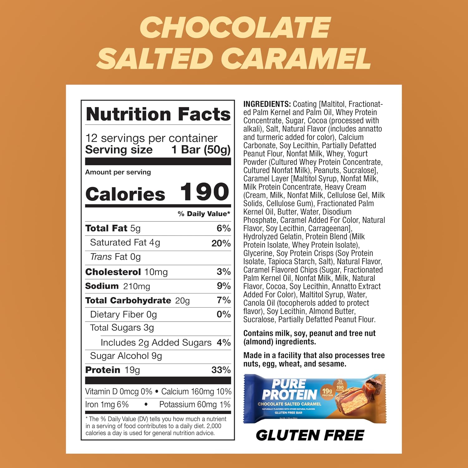Pure Protein Chocolate Deluxe Protein Bars, 21g Protein, Gluten Free, 12 Ct