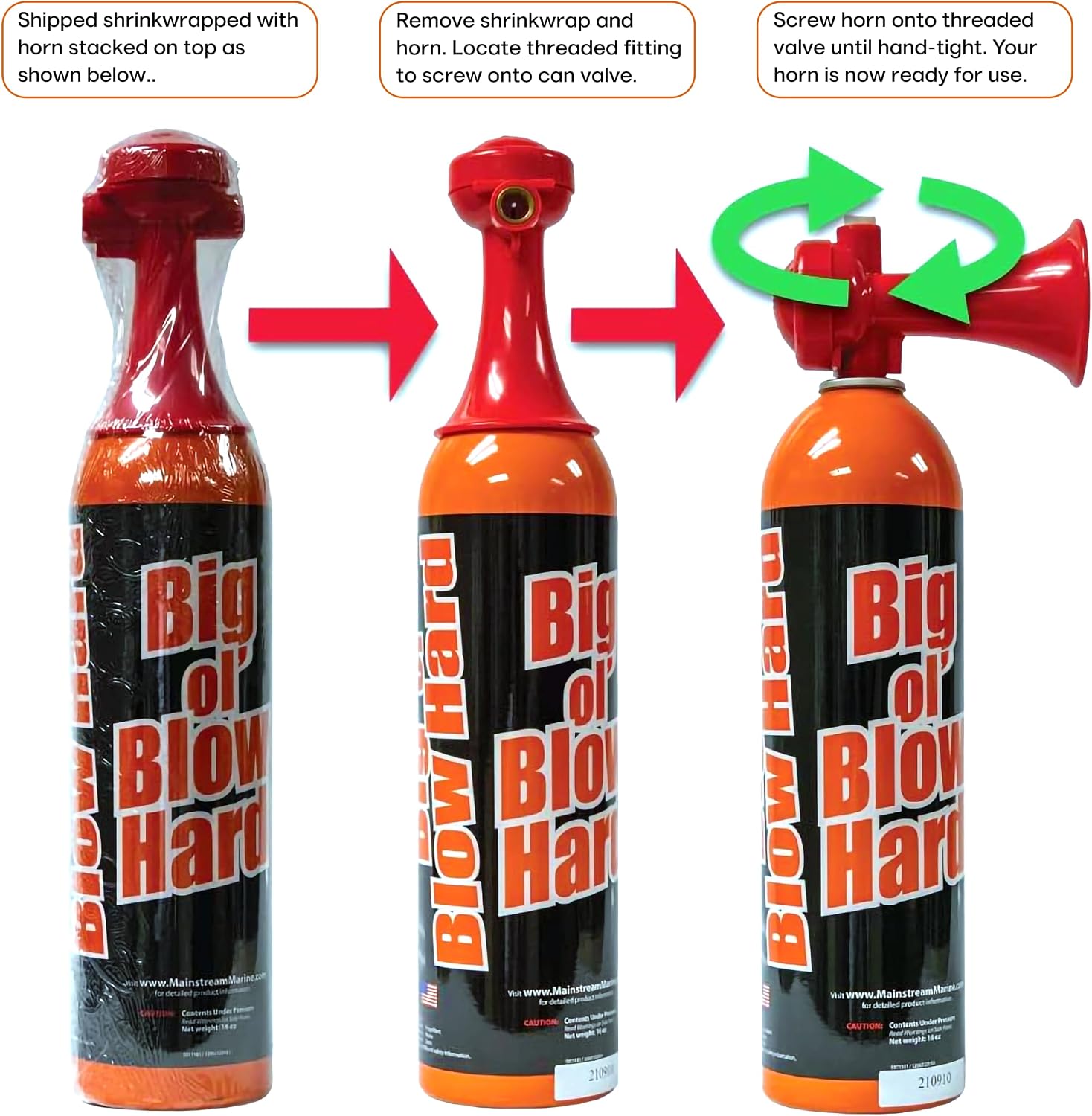 Big Ol' Blowhard Loud Air Horn for Boat, Bear Deterrent & Marine Safety