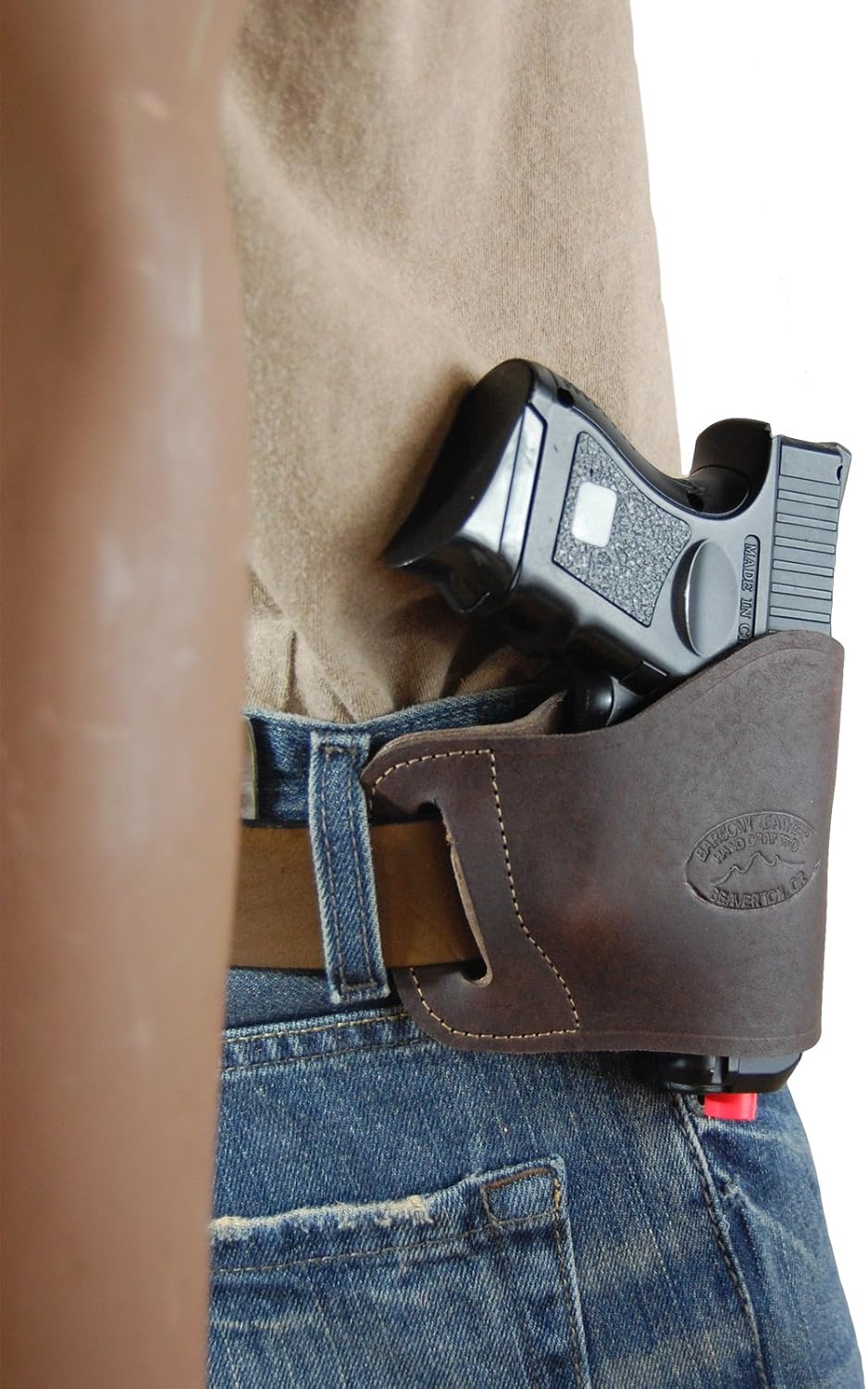 New Barsony Quick Slide Gun OWB Brown Leather Holster for Compact 9mm 40 45 Pistols