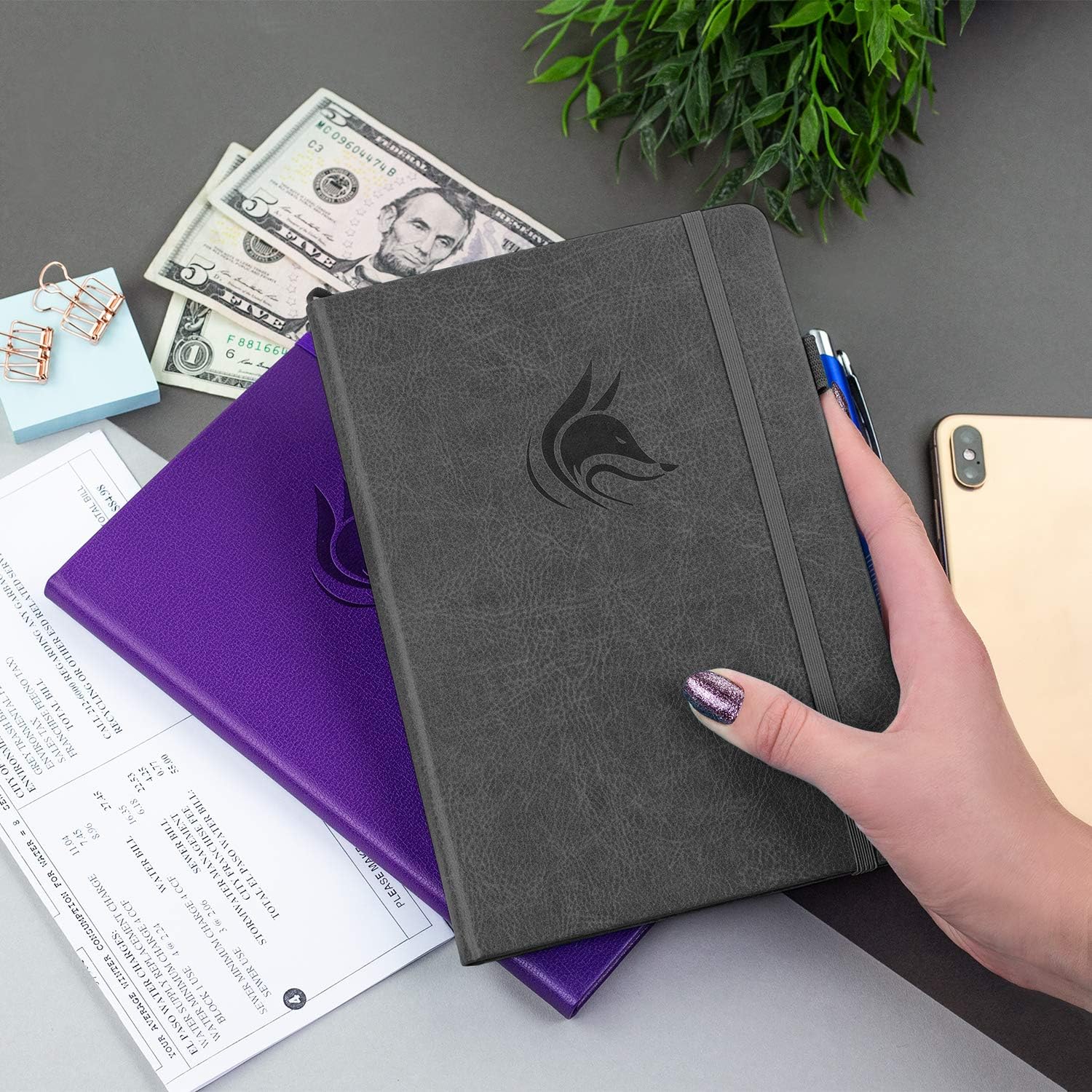 Clever Fox Check Register Book, Checkbook Ledger, 5.8x8.3 Purple