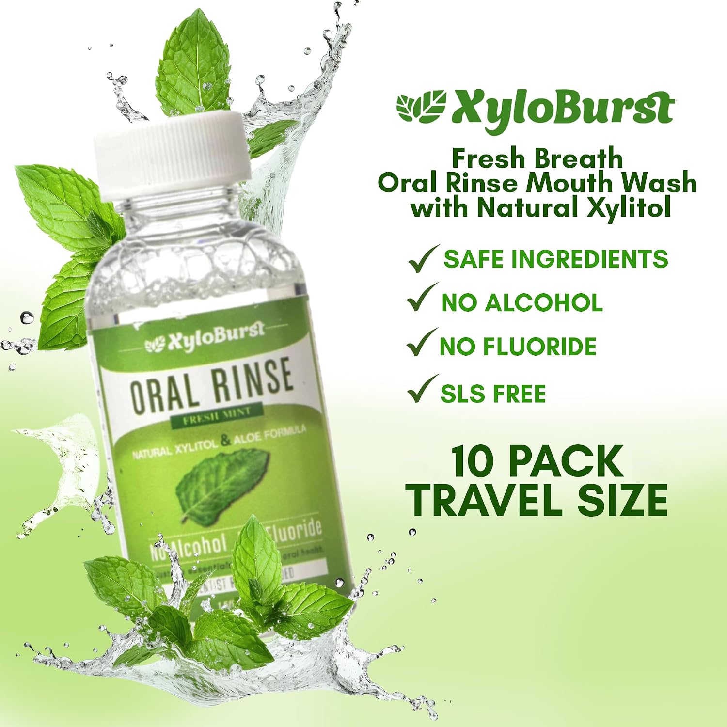 Xyloburst Oral Rinse Mouthwash - Natural Xylitol Mouthwash | Fluoride Free Mouth Wash | Alcohol Free Mouth Wash | Fresh Mint Mouth Rinse | SLS Free