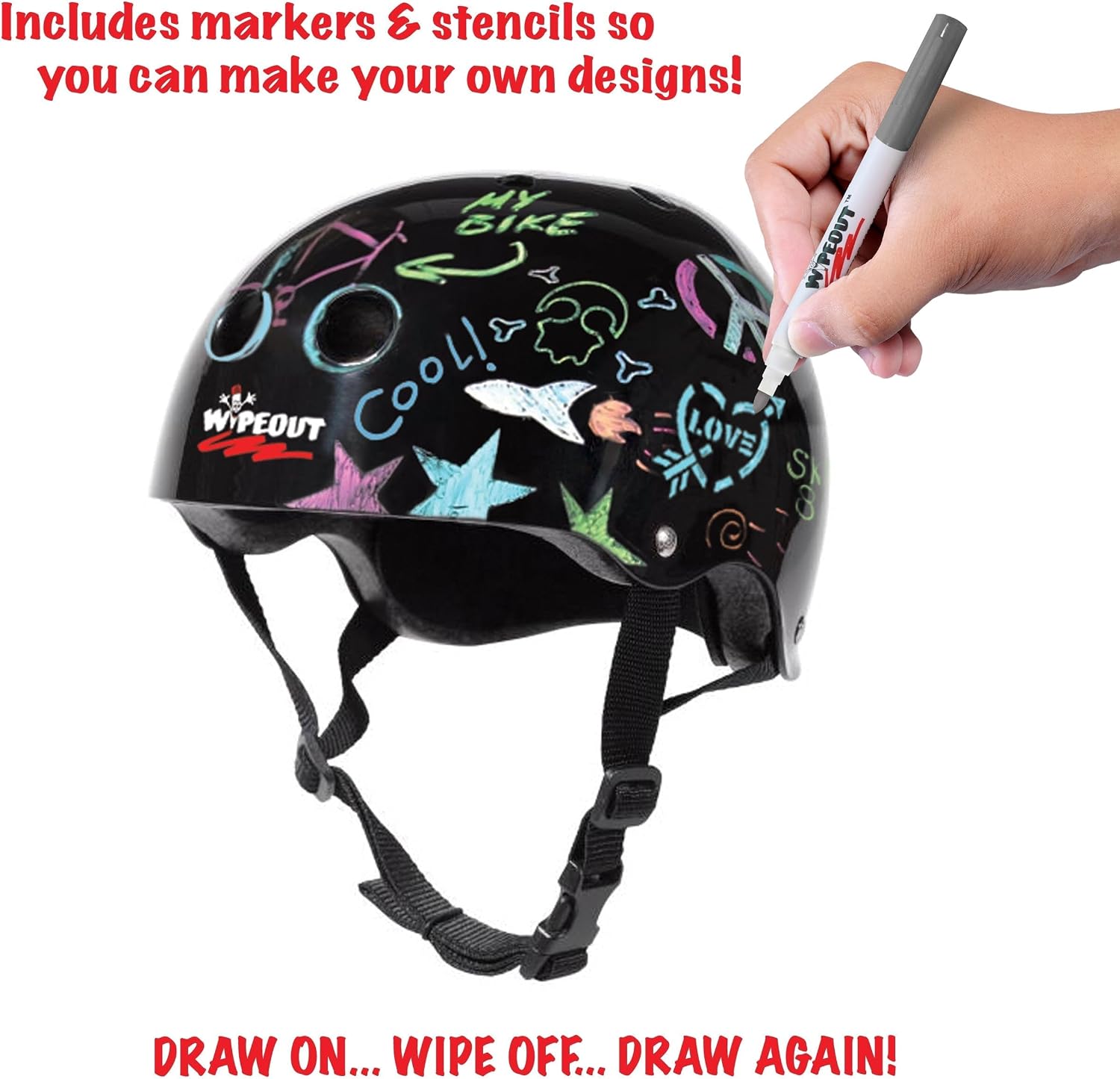 Dry Erase Kids Helmet – Ideal for Bike, Skate, Scooter, in-Line Skating and Rollerblading