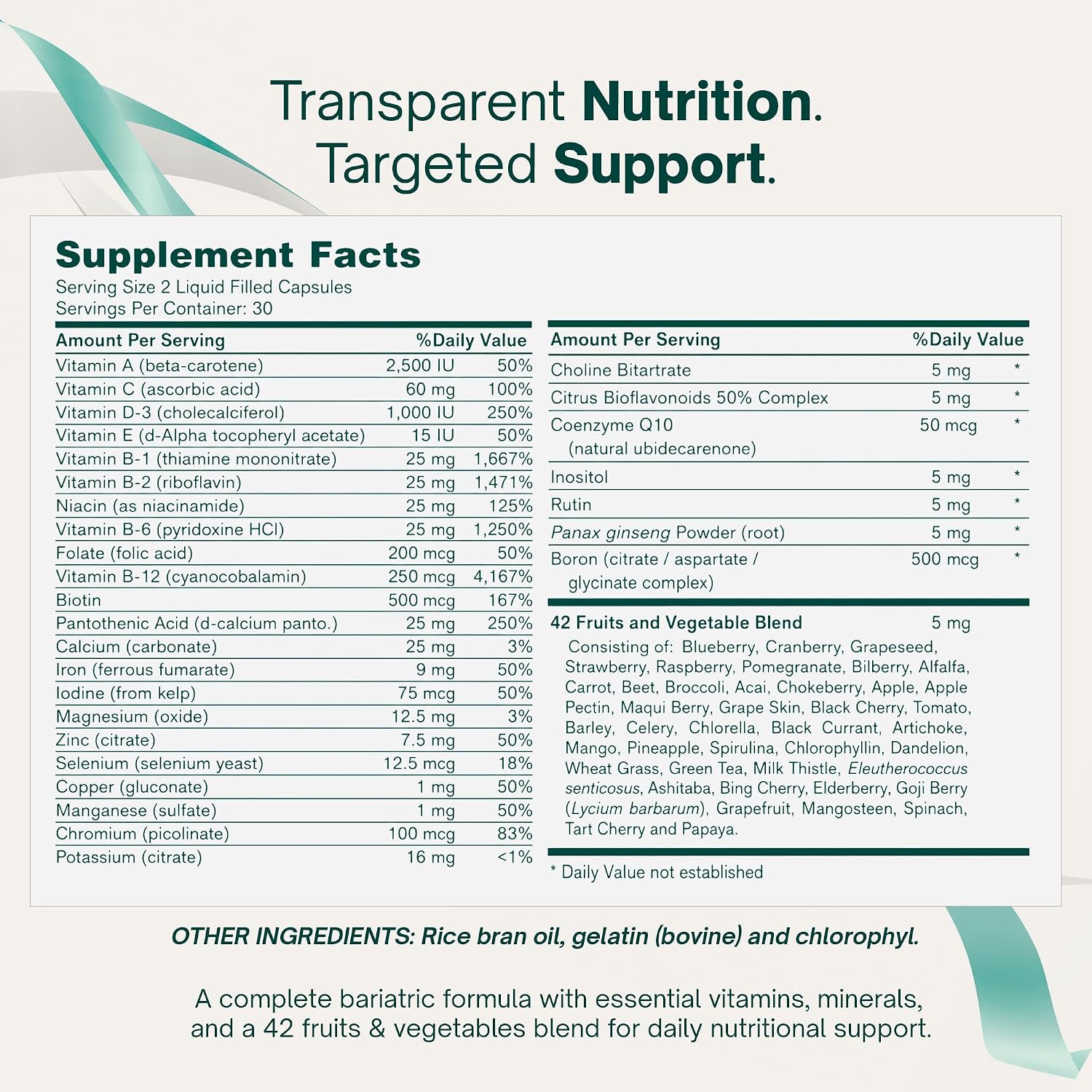 Post Bariatric Multivitamin with Iron Liquid Softgels - 60 Count