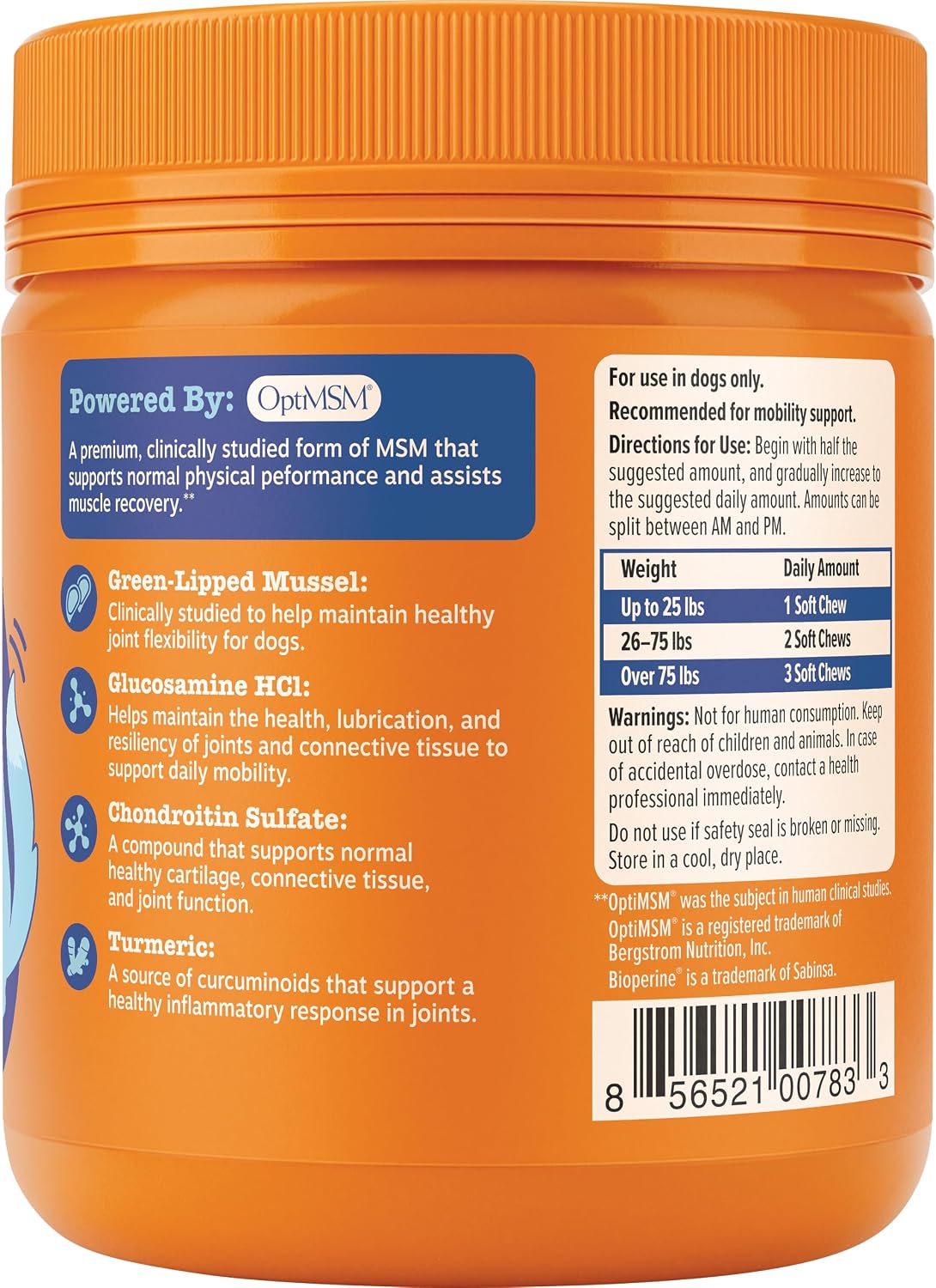 Zesty Paws Hip and Joint Supplement for Dogs - Glucosamine with Chondroitin, MSM, Vitamins C and E Dog Joint Relief - Mobility Bites Duck – 90 Count