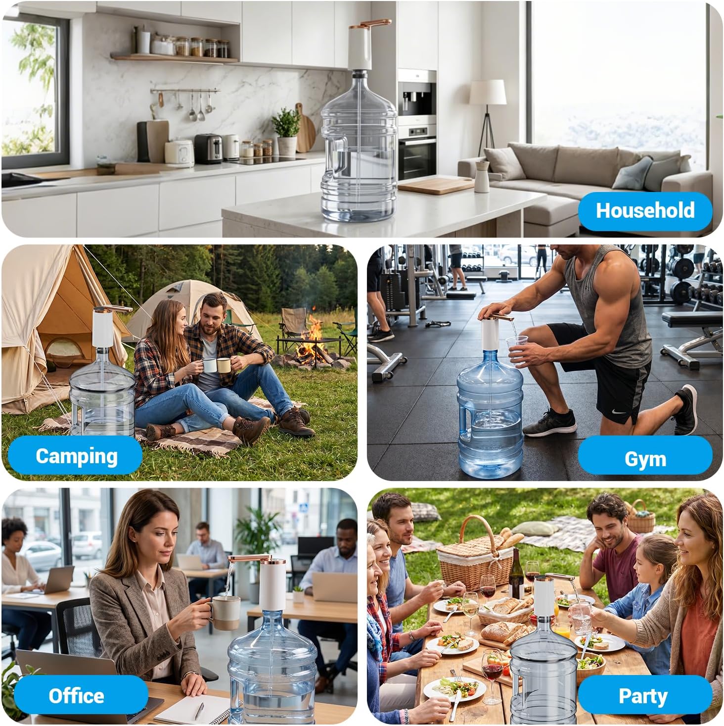 Myvision 5 Gallon Water Dispenser,Portable USB Charging Water Bottle Pump