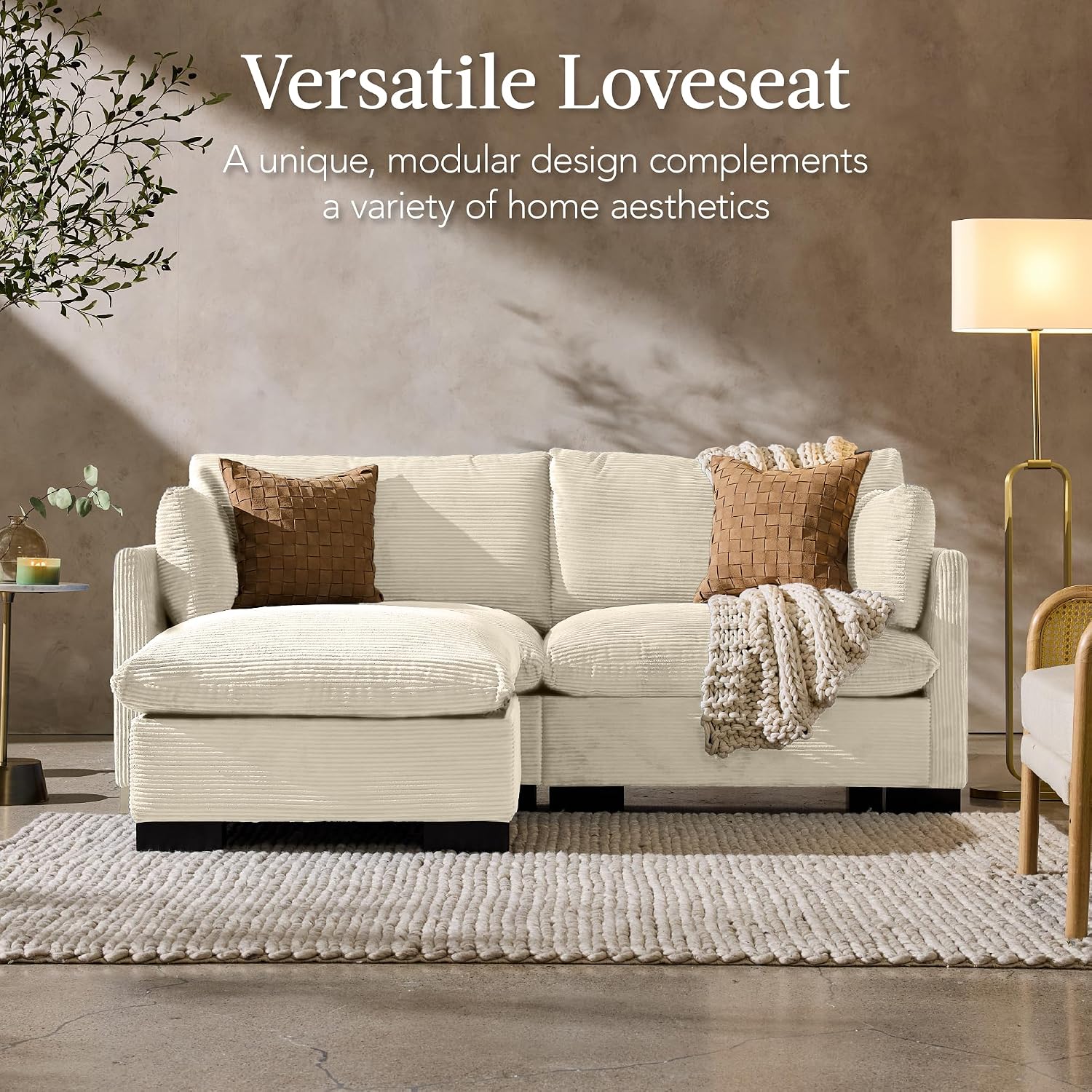 Best Choice Products Upholstered Sectional Sofa for Home, Apartment, Dorm, Bonus Room, Compact Spaces w/Chaise Lounge, 3-Seat, L-Shape Design
