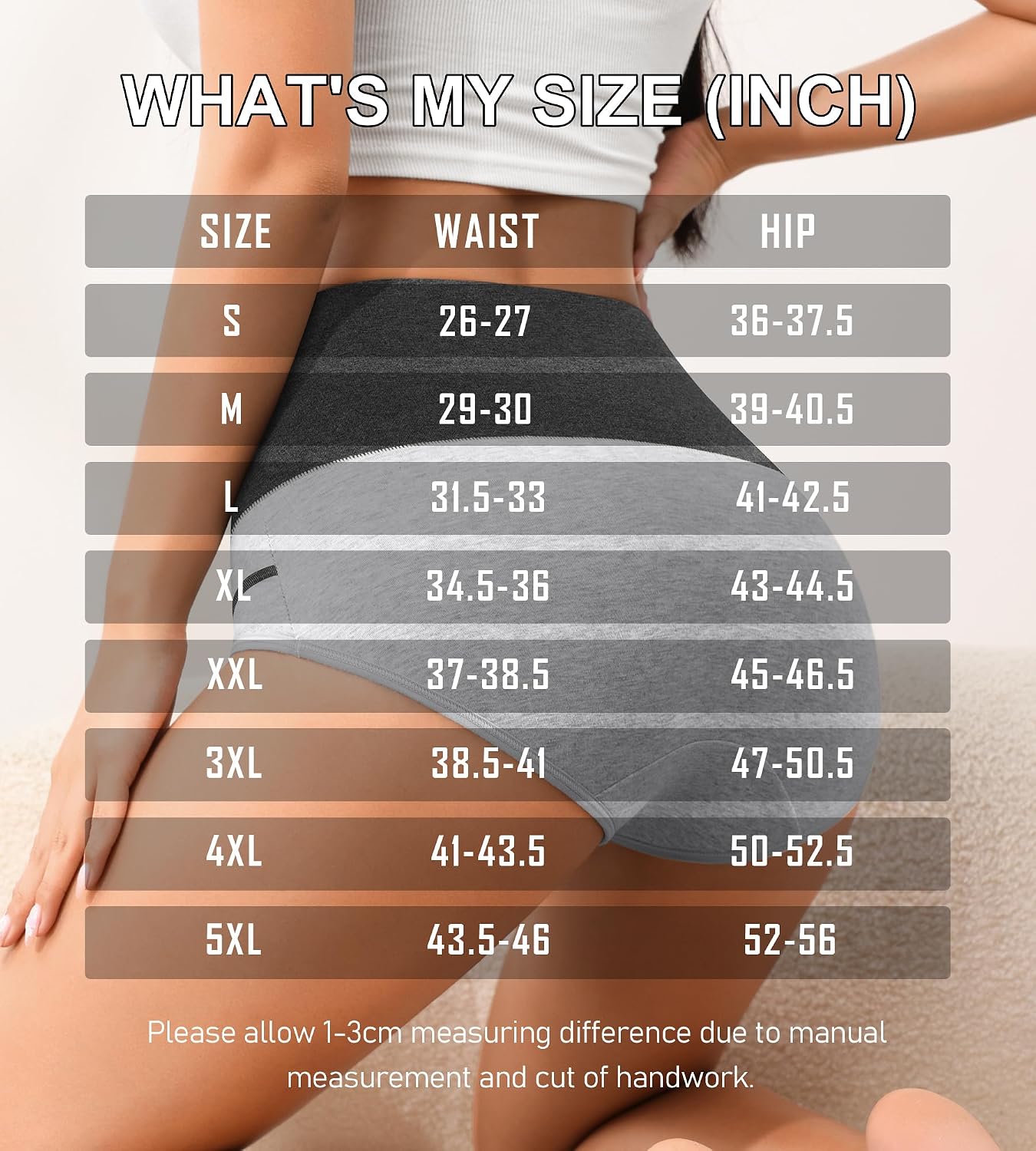 Eiggam Underwear for Women Cotton High Waist Panties Full Coverage Briefs Soft Strech Ladies Breathable Panties-Multi Pack