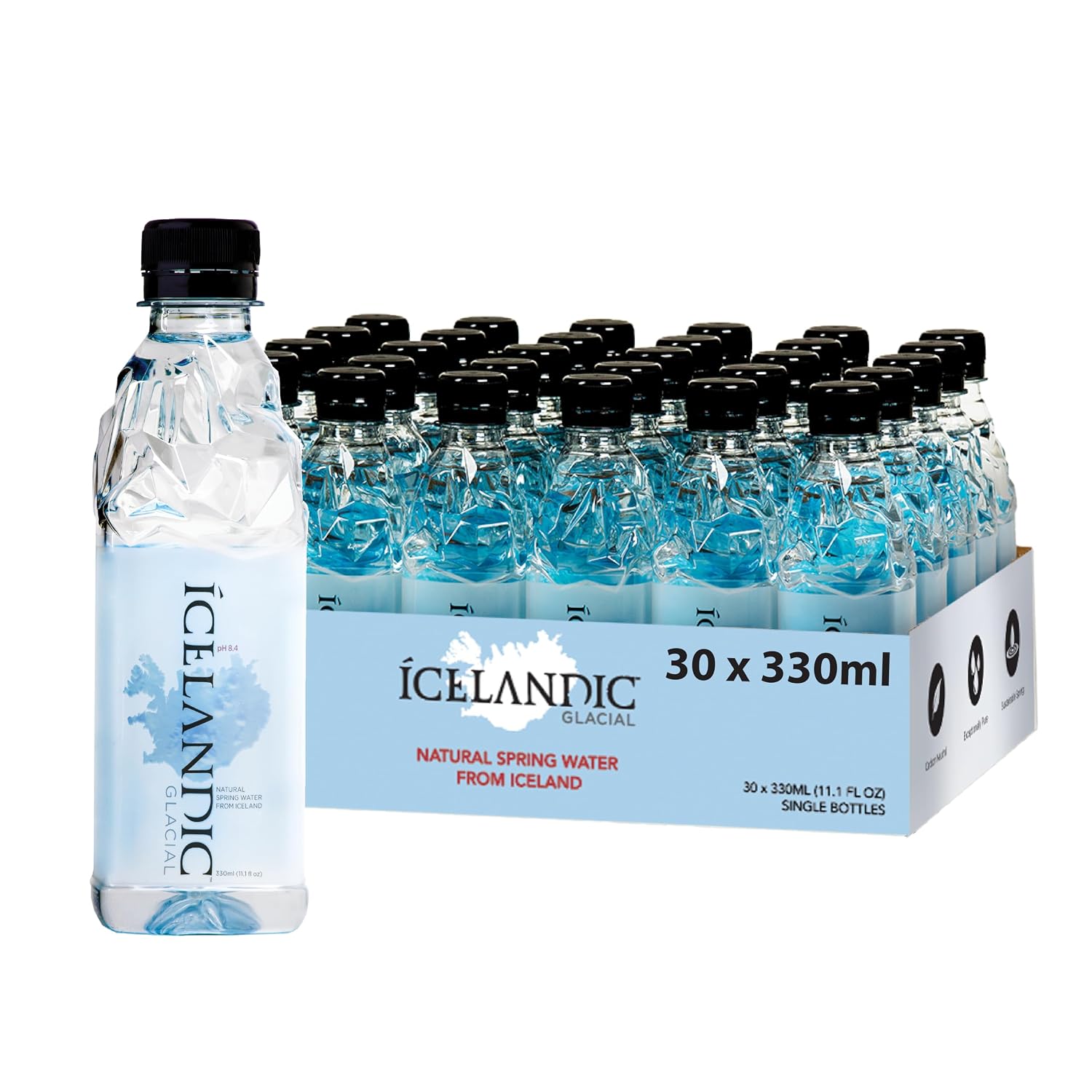 Icelandic Glacial Natural Spring Alkaline Water, 16.9 Fl Oz (Pack of 24) | Natural Spring Alkaline Water