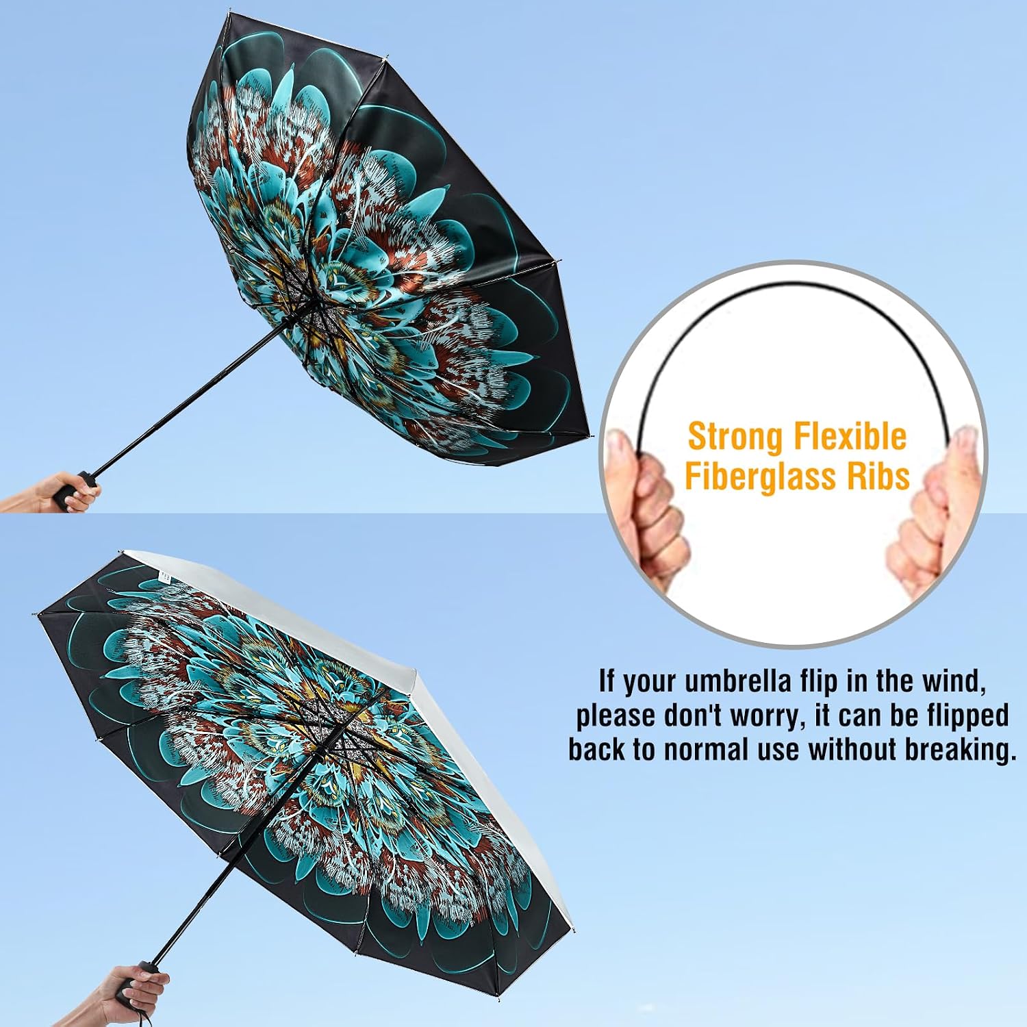 G4Free UPF 50+ UV Protection Travel Umbrella 42/46 Inch Auto Open Close