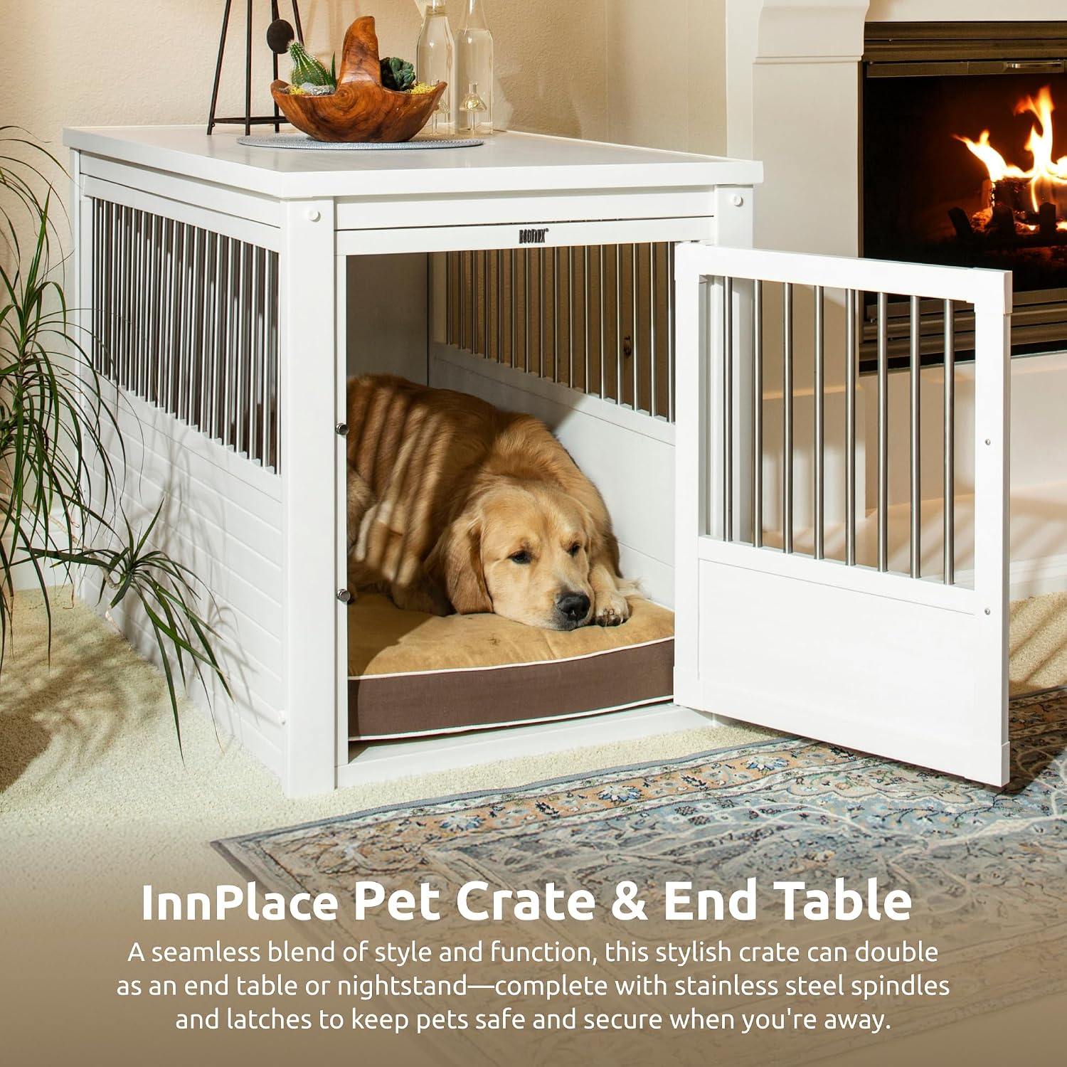 New Age Pet ecoFLEX Pet Crate/End Table, Small, Grey, Model:EHHC405S