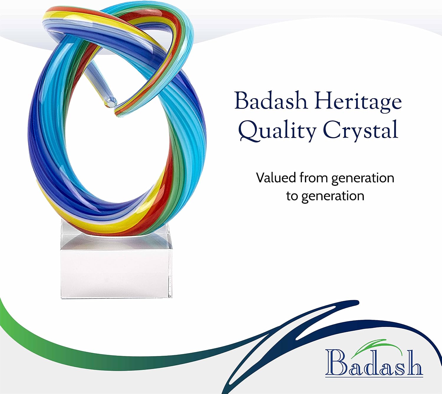 Badash Rainbow Murano-Style Art Glass Sculpture Centerpiece, 18 Inch | Murano-style art glass sculpture for tabletop decor, living rooms, offices, shelves, console tables and gifts