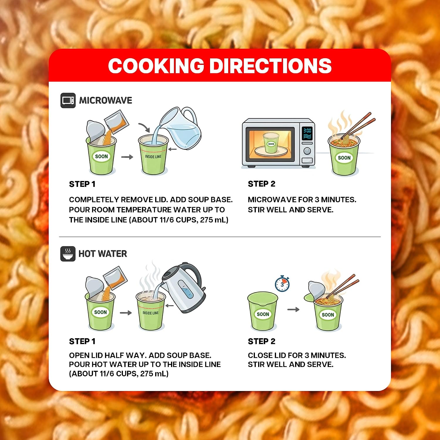 Nongshim Soon Veggie Ramyun Noodles, Signature Korean Instant Ramyun, Vegetable Flavored Broth, Vegan Noodles, Quick & Easy, Microwaveable Cup, 2.64 oz (Pack of 6)