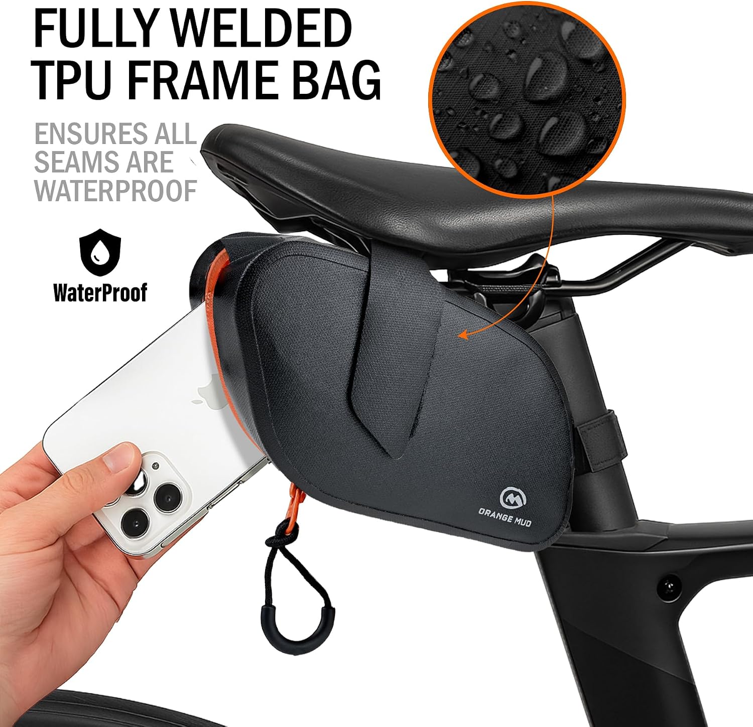 Orange Mud Waterproof Bike Frame Bag TPU Triangle Storage Bag