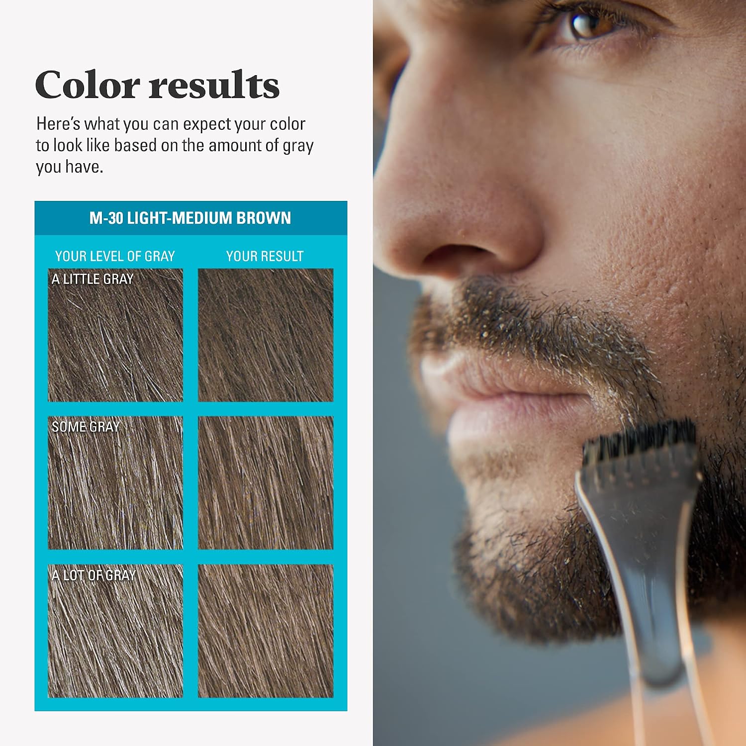 JUST FOR MEN Mustache & Beard Dye, Keratin, Light-Medium Brown M-30 (3 Pk) | Mustache & Beard color light-medium brown designed for facial hair to instantly eliminate gray. Enhanced with keratin.