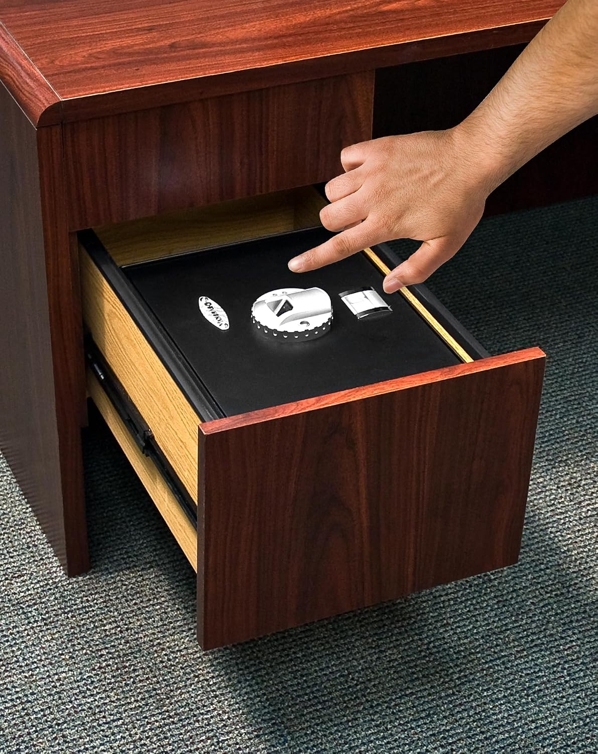 Barska AX11556 Biometric Fingerprint Top Opening Security Drawer Safe Box 0.23 Cubic Ft, Multi