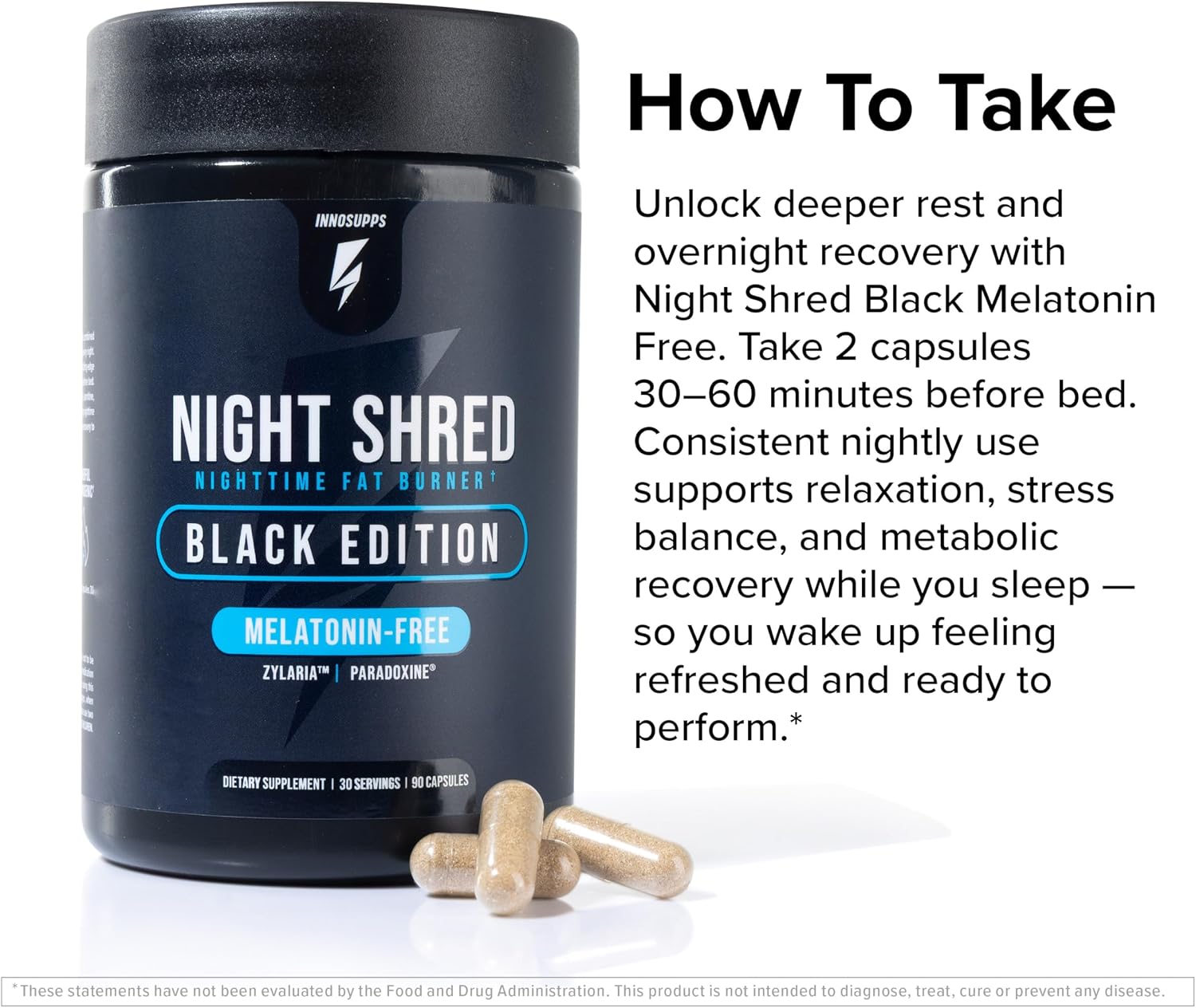 Night Shred Night Time Fat Burner & Natural Sleep Support, 30 Servings