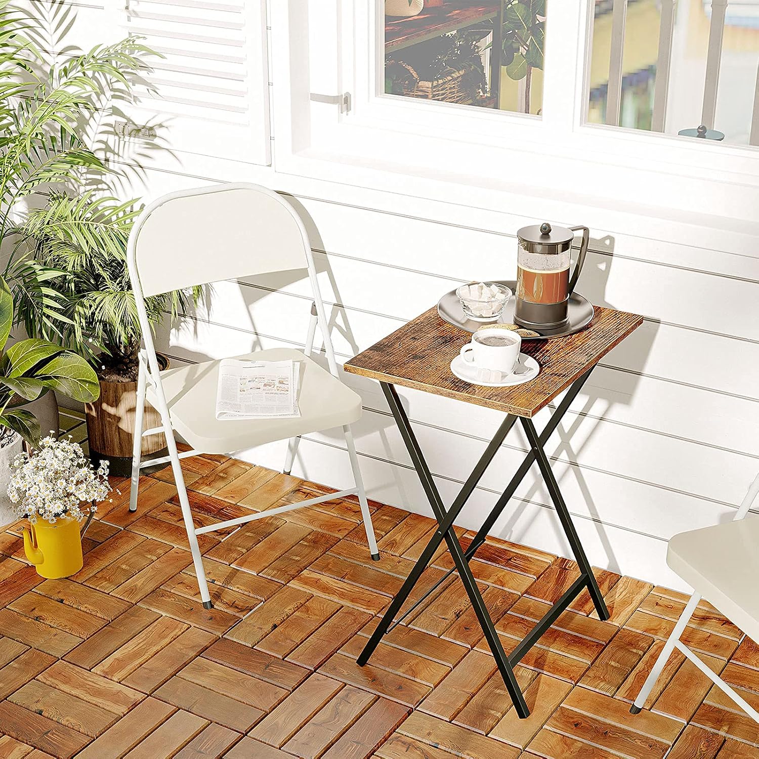 HOOBRO Folding TV Table, TV Tray, Stable Snack Table for Small Space, Portable Sofaside Desk, Easy Assembly and Storage
