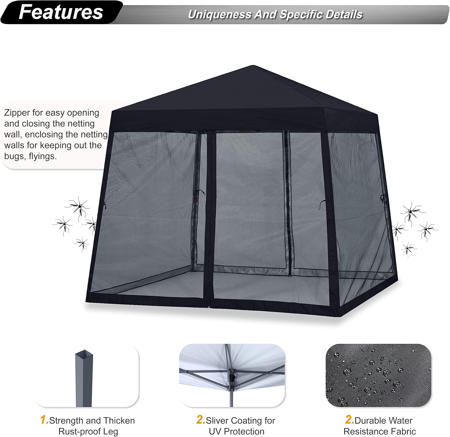 ABCCANOPY 10x10 Pop Up Canopy Tent, Slant Leg Outdoor Shade, Dark Gray