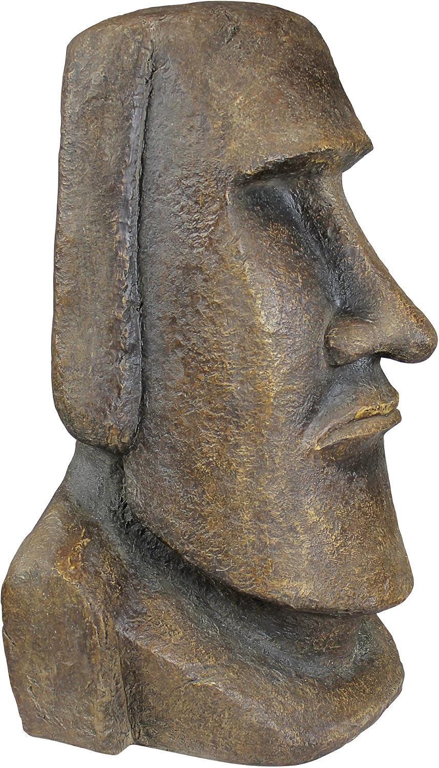 Design Toscano Easter Island Ahu Akivi Moai Monolith Garden Statue, Extra Large, 32 Inch, Cast Stone Resin, Grey Stone