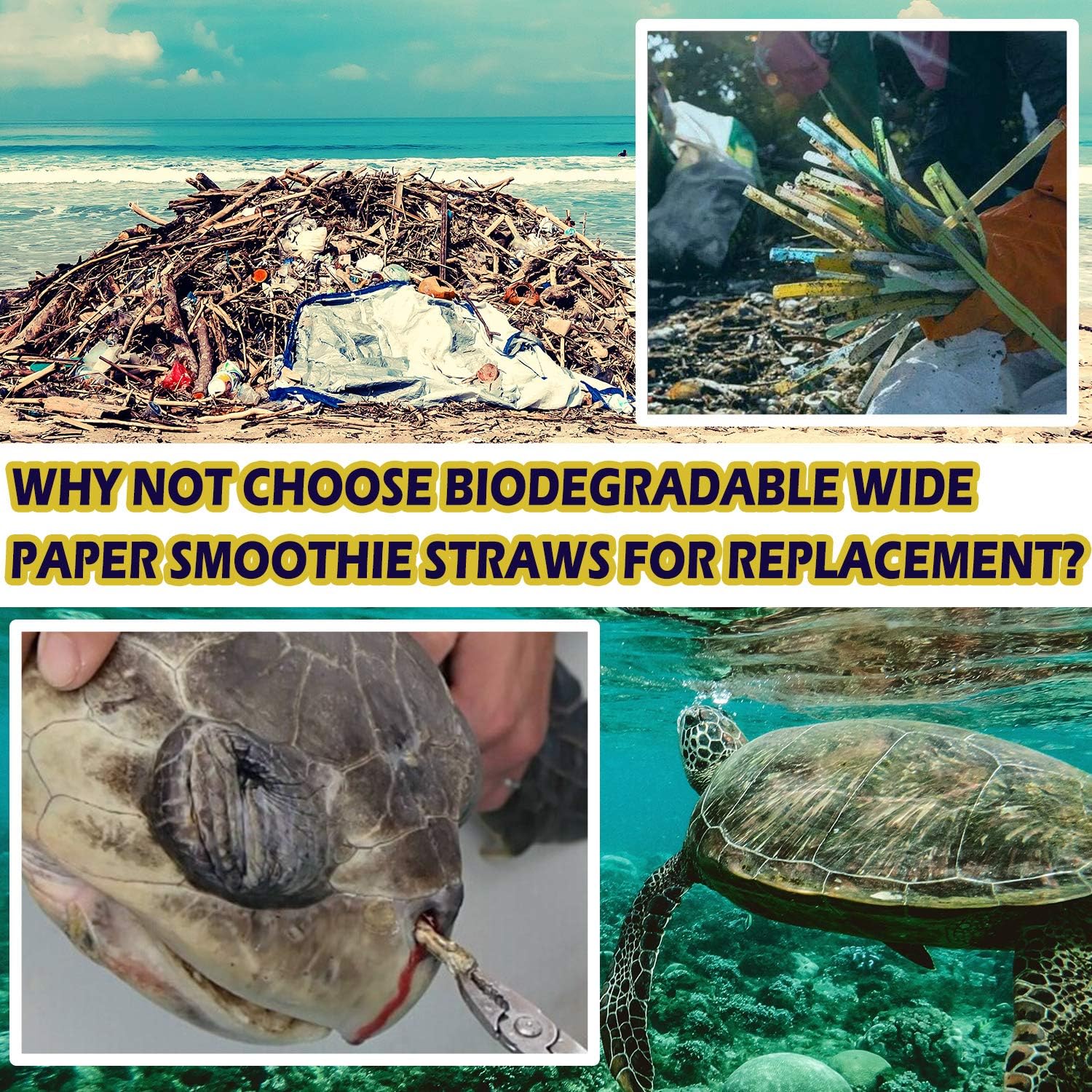 100 Pack, Extra Wide Paper Smoothie, Boba Straws - 10 mm Wide Biodegradable Straws for Bubble Tea (Tapioca, Boba Pearls), Milkshakes