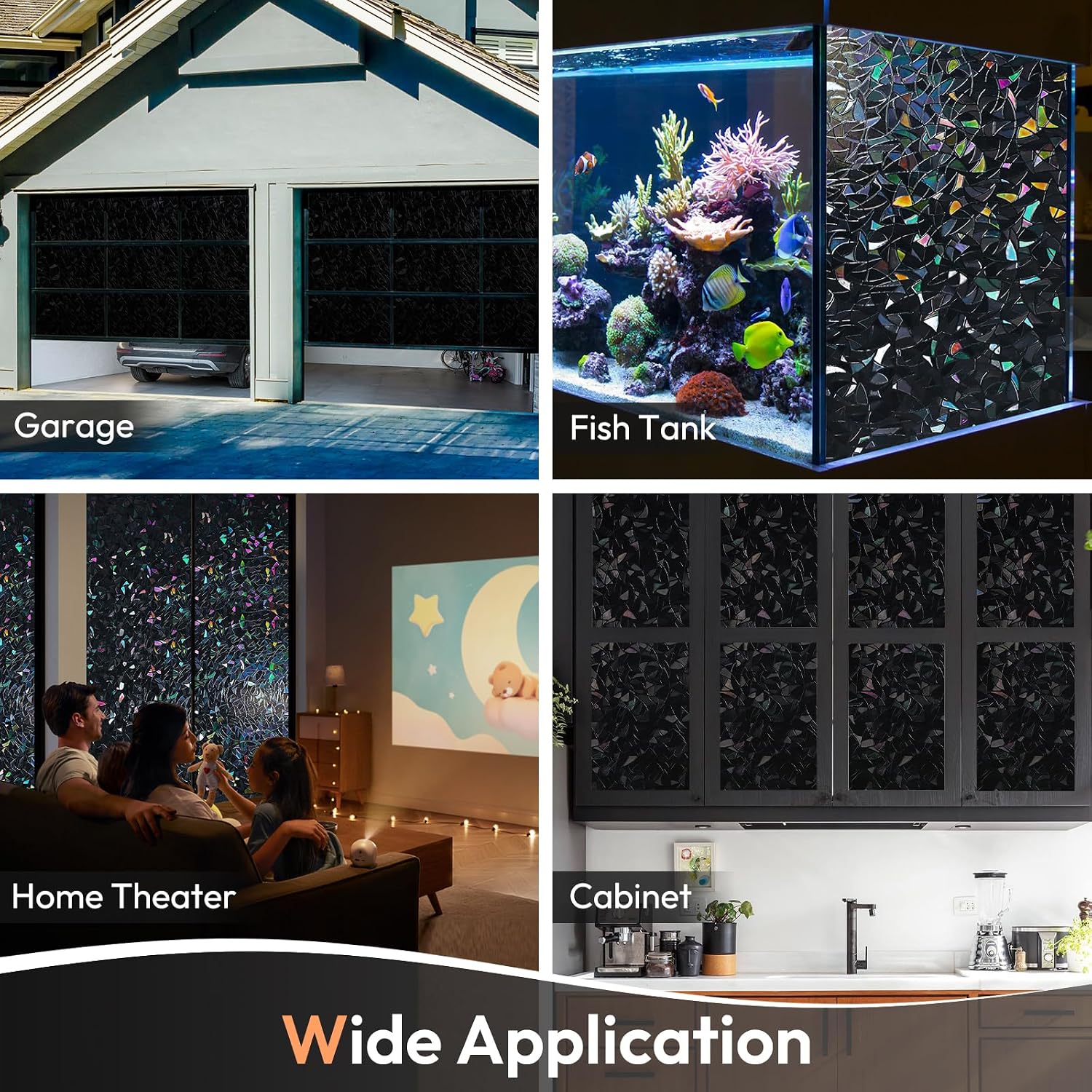 Haton Window Privacy Film, Stained Glass Rainbow Film, 17.5" x 78.7"