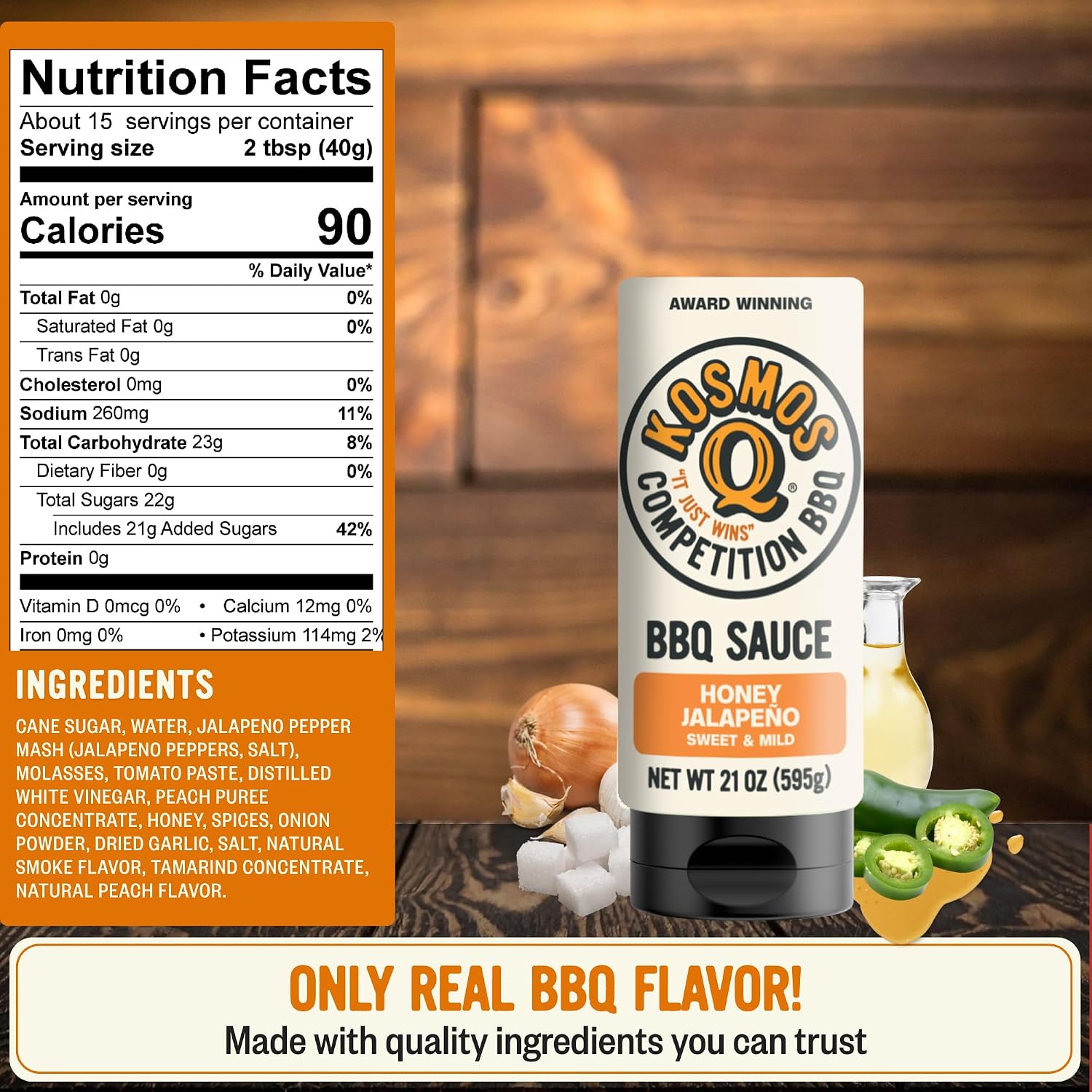 Kosmos Q Sweet Apple Chipotle BBQ Sauce, Tangy Natural Barbecue Sauce with Real Apples & Spicy Chipotle Peppers, Sweet & Spicy Glaze for Pork, Chicken, Ribs & More, Gluten Free, 15.5 Oz Bottle