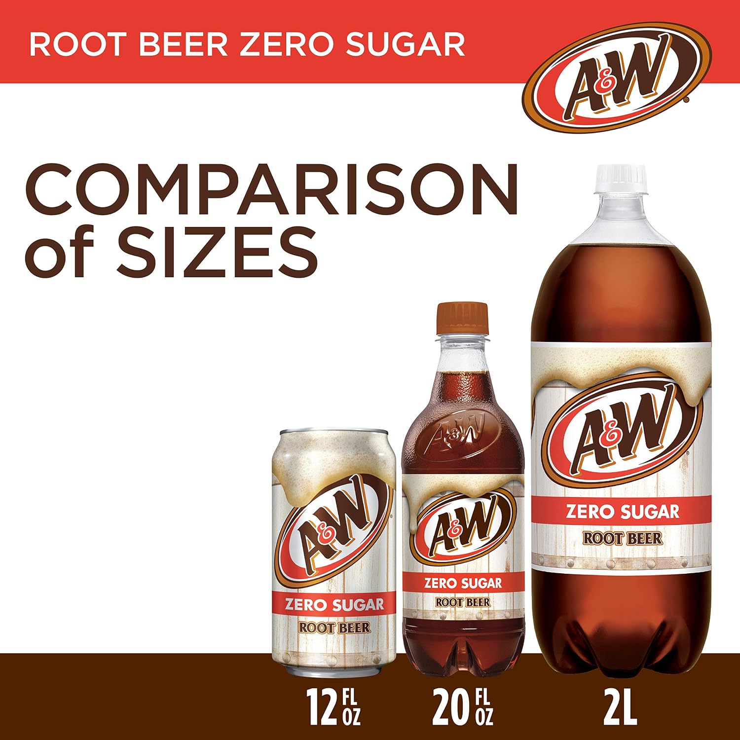 A&W Zero Sugar Root Beer Soda, 12 fl oz cans, 12 count