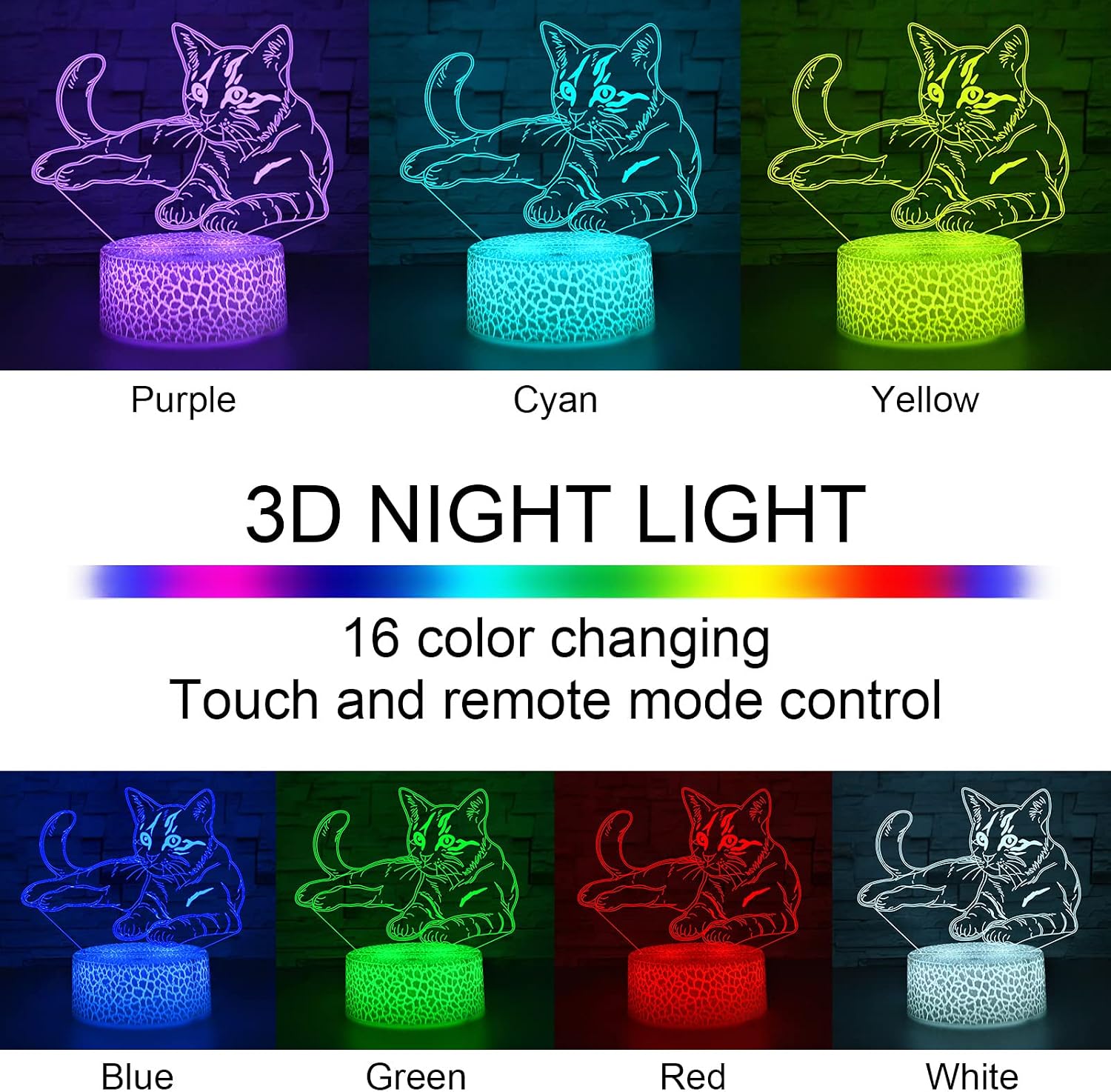 i-CHONY Dinosaur Toy T-Rex 3D Night Light for Kids, 16 Colors Dimmable Dinosaur Led Light with Remote & Smart Touch