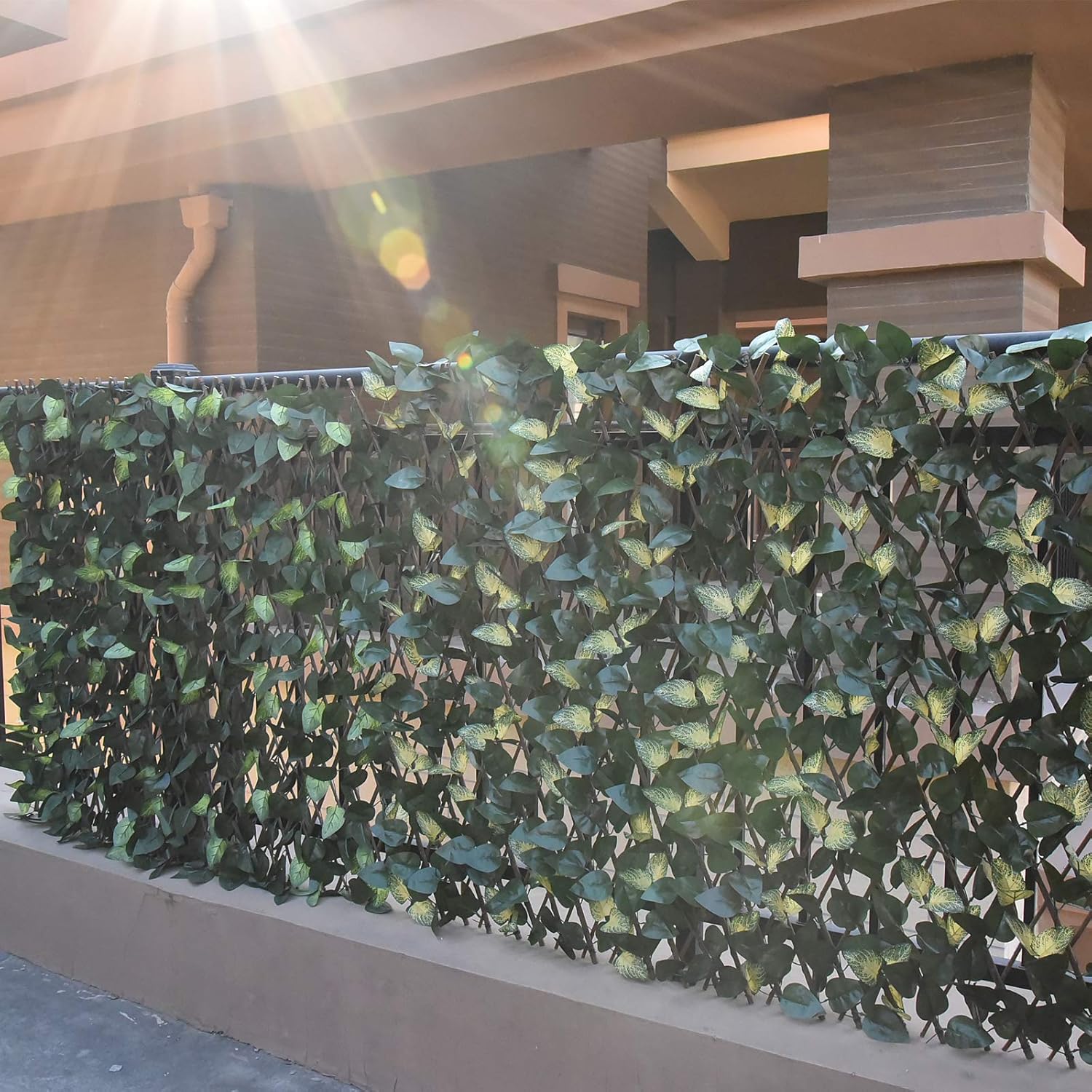 Expandable Fence Privacy Screen for Balcony Patio Outdoor,Decorative Faux Ivy Fencing Panel,Artificial Hedges (Single Sided Leaves)……