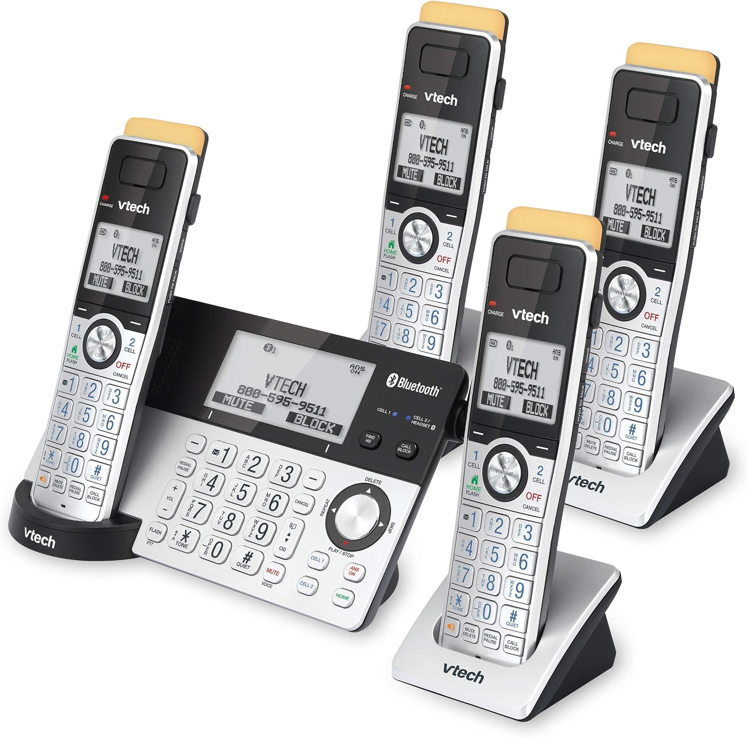 VTech IS8151-5 Super Long Range 5 Handset DECT 6.0 Cordless Phone for Home with Answering Machine, 2300 ft Range, Call Blocking, Bluetooth