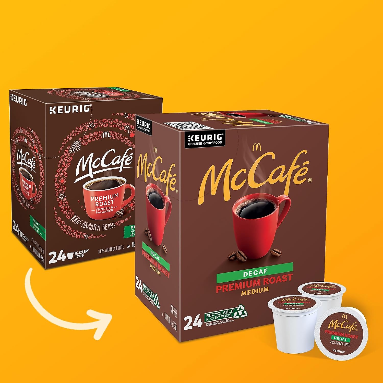 McCafe Premium Roast Decaf Coffee, Single Serve Keurig K-Cup Pods, Decaffeinated, 96 Count (4 Packs of 24)