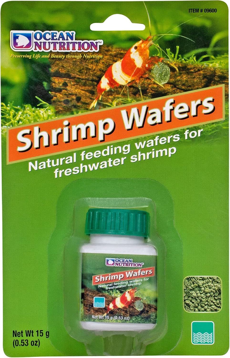 Ocean Nutrition Shrimp Wafers - Sinking Shrimp Food 0.53 oz (15 g) | Freshwater Shrimp Tank (Neocaridina, Caridina, Ghost Shrimp Live, Amano