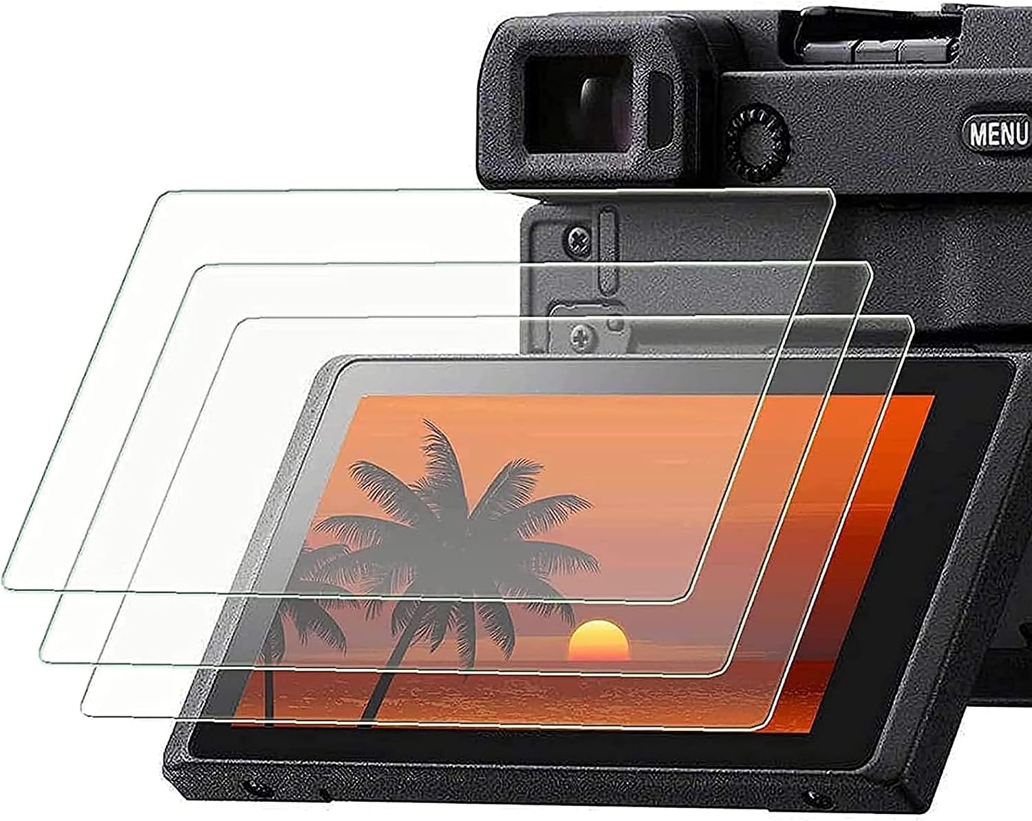 PCTC 3 Packs Screen Protector Accessories for Sony A6400/A6100/A6000, 9H | Compatible with A6600/A6300/A5000/Nex-7/NEX-6/NEX-5, 0.3mm tempered glass