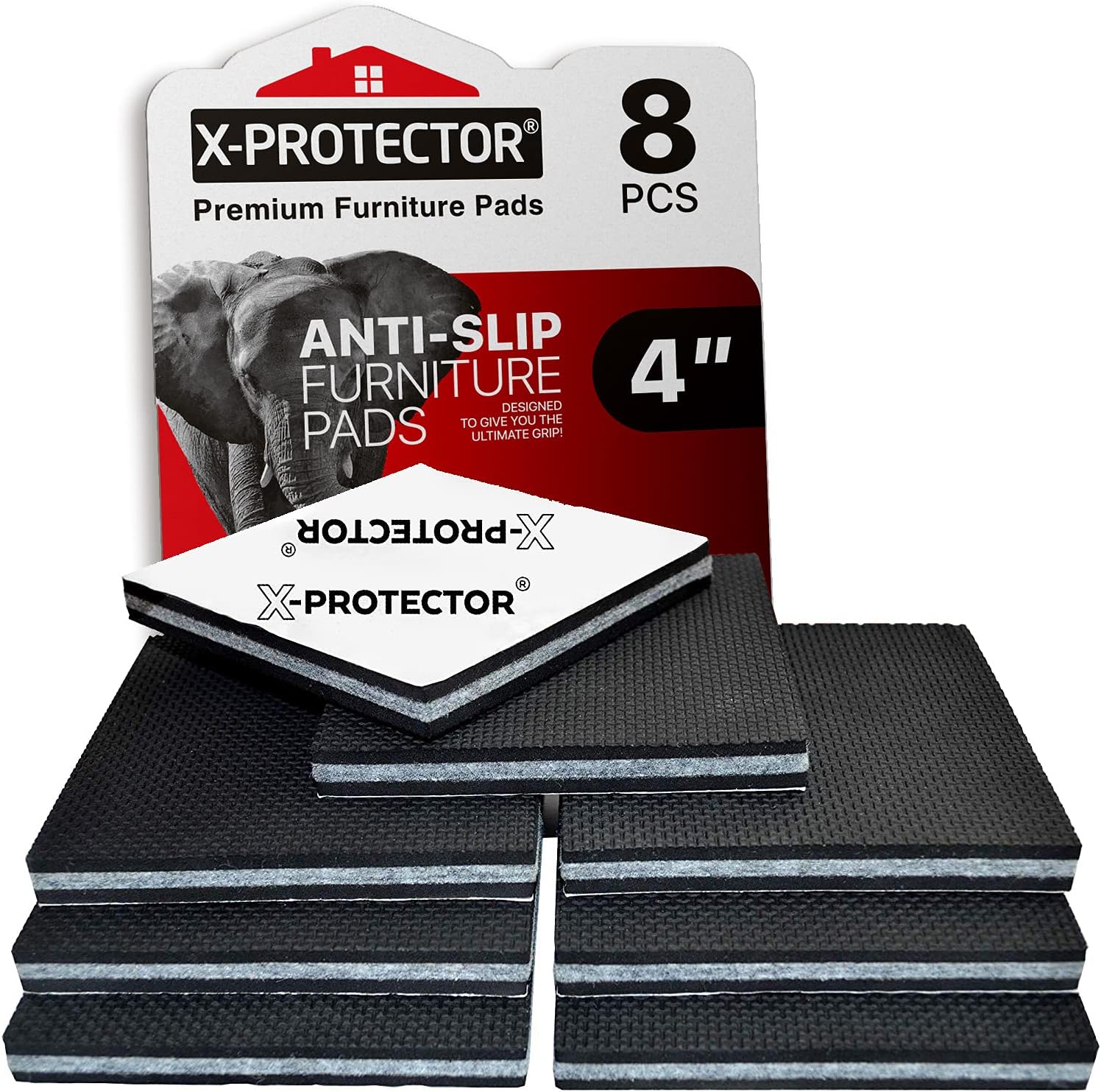 X-PROTECTOR Non Slip Furniture Pads – 12 Premium Furniture Grippers 3"! | Best SelfAdhesive Rubber Feet Furniture Feet – Ideal Non Skid Furniture Pad Floor Protectors – Keep Furniture in Place!