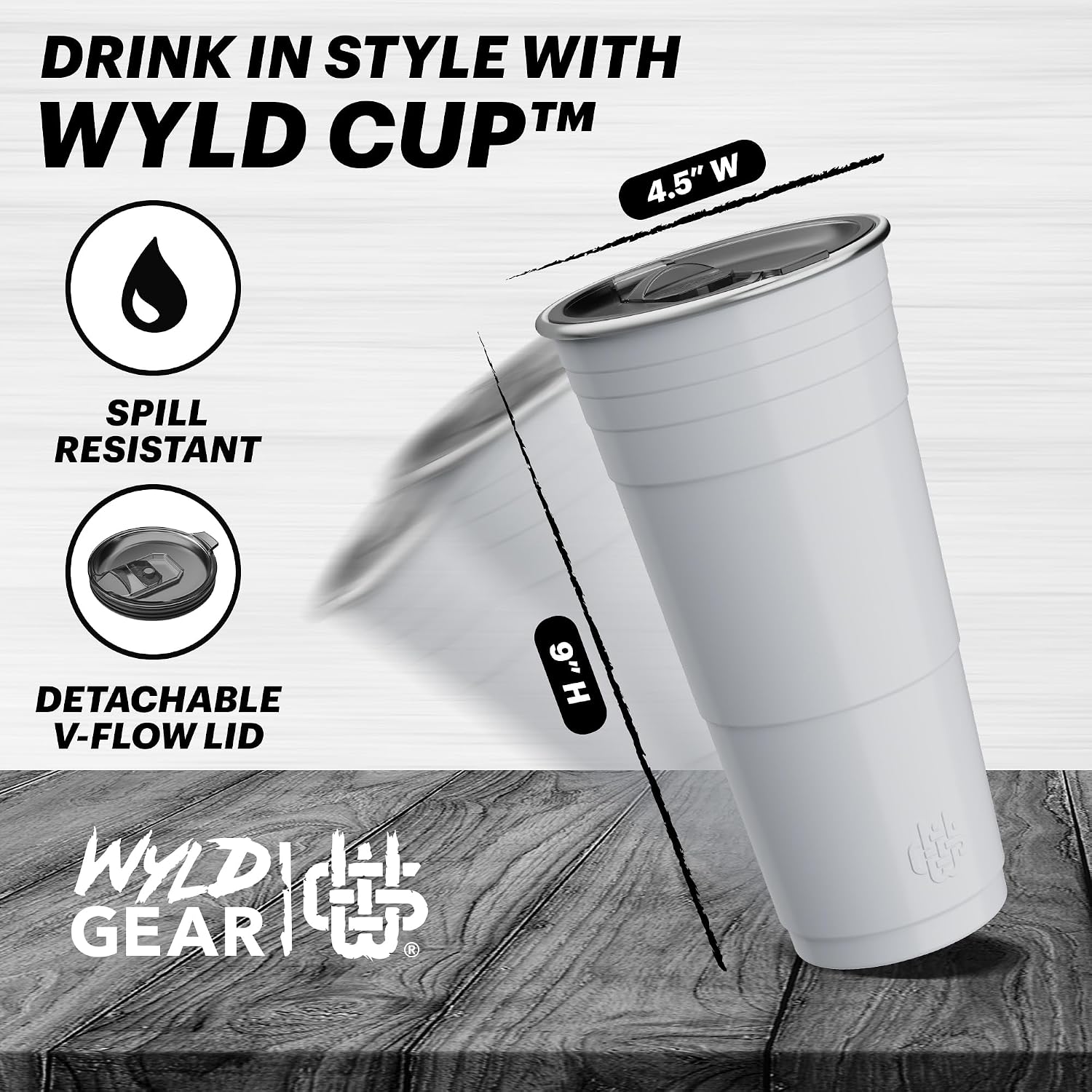 Wyld Gear Party Cup 24oz Red Stainless Steel Reusable Metal Cup with Lid