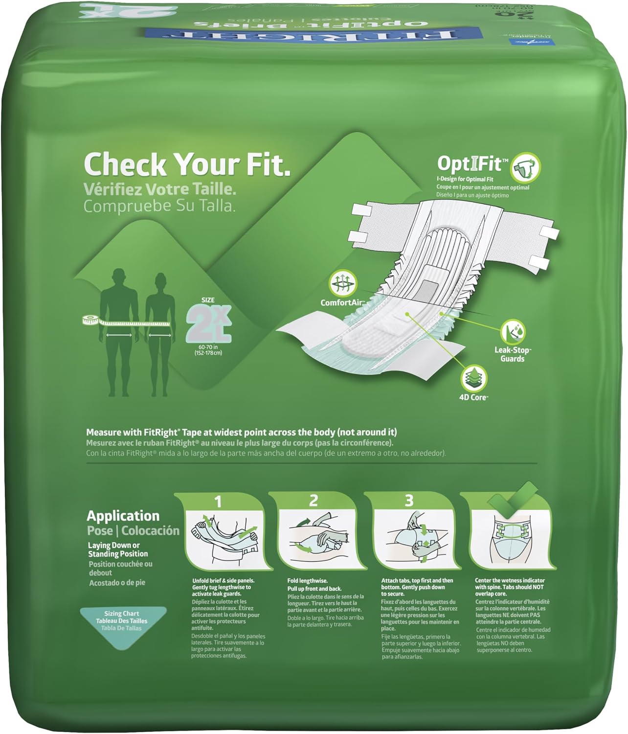 FitRight Adult Diapers, Extra+ Heavy Absorbency, M (Waist Size 32in-44in), 80 Count, OptiFit Incontinence Briefs for Men and Women, Disposable, Moisture-Wicking, Leak Protection,