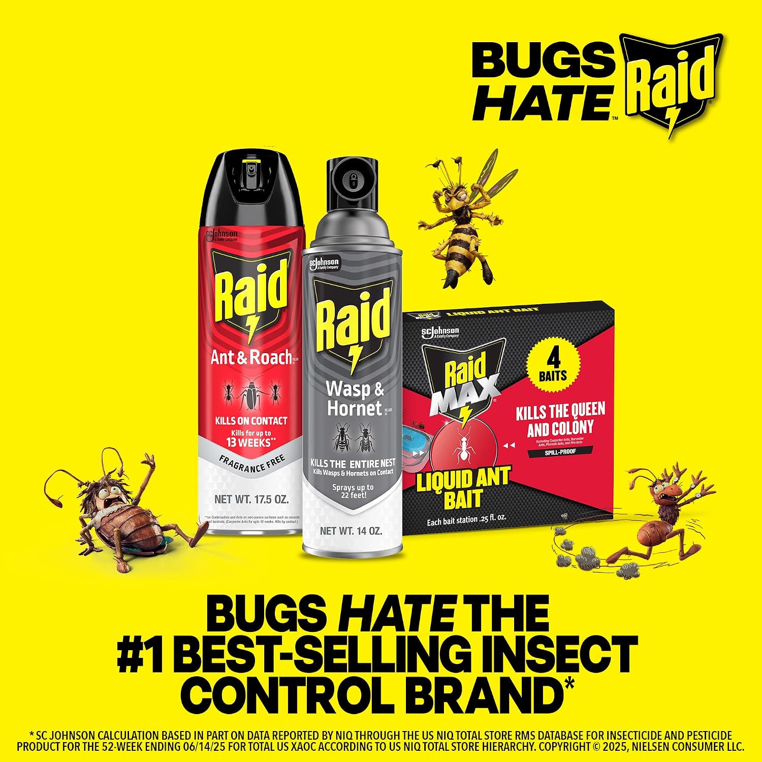 Raid Ant & Roach Killer, Fragrance Free Bug Killer for Home Use, Kills Bugs on Contact, 17.5oz