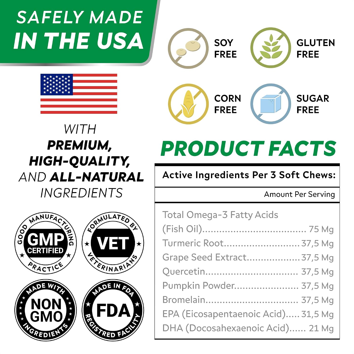 Dog Allergy & Itching Relief - Anti Itch, Skin&Coat Support Chews w/Omega 3